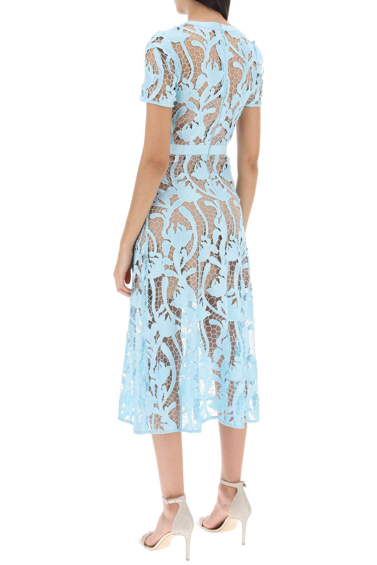 Shop Self-portrait Floral Lace Midi Dress In Light Blue