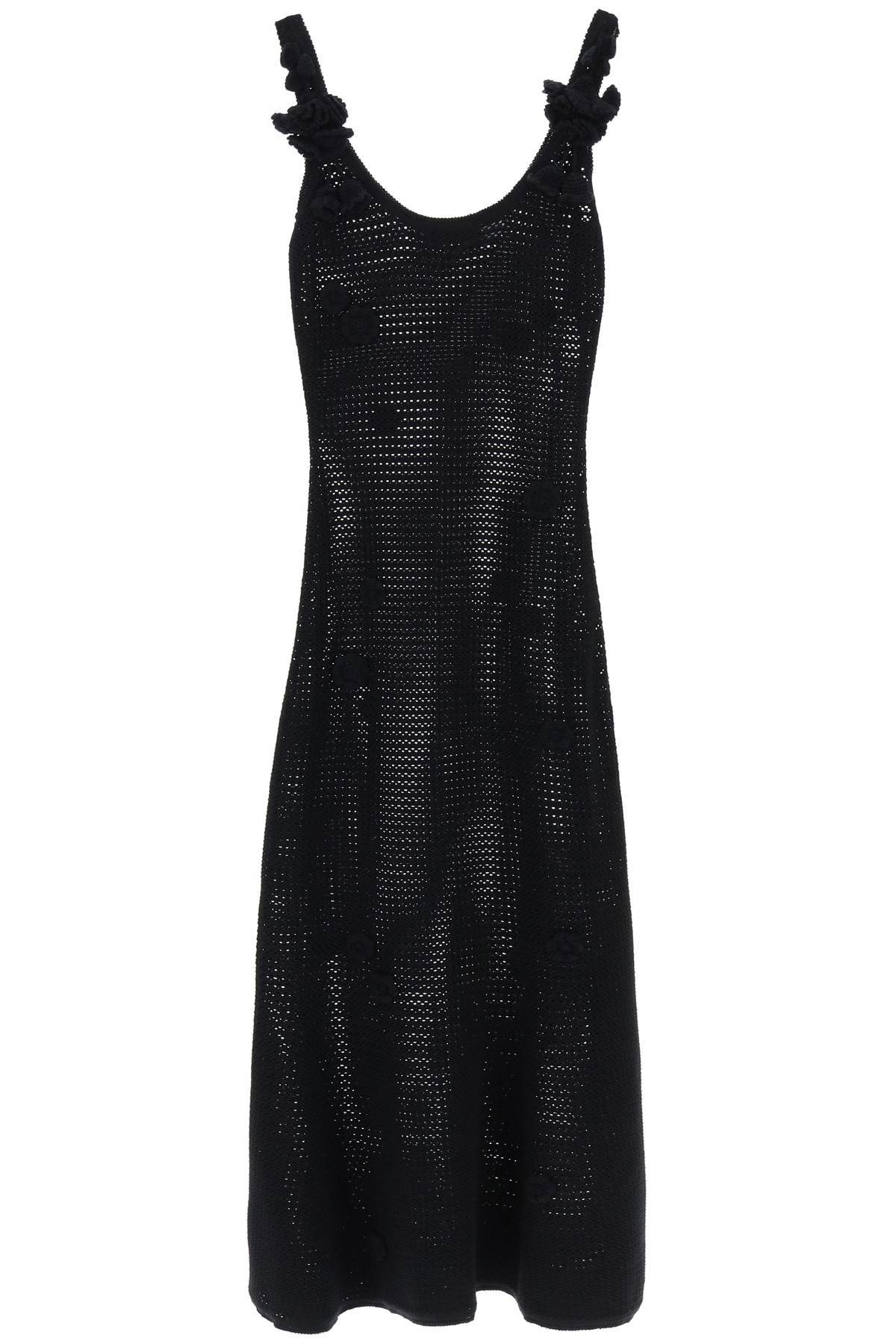 Shop Self-portrait Crochet Midi Dress In In Black