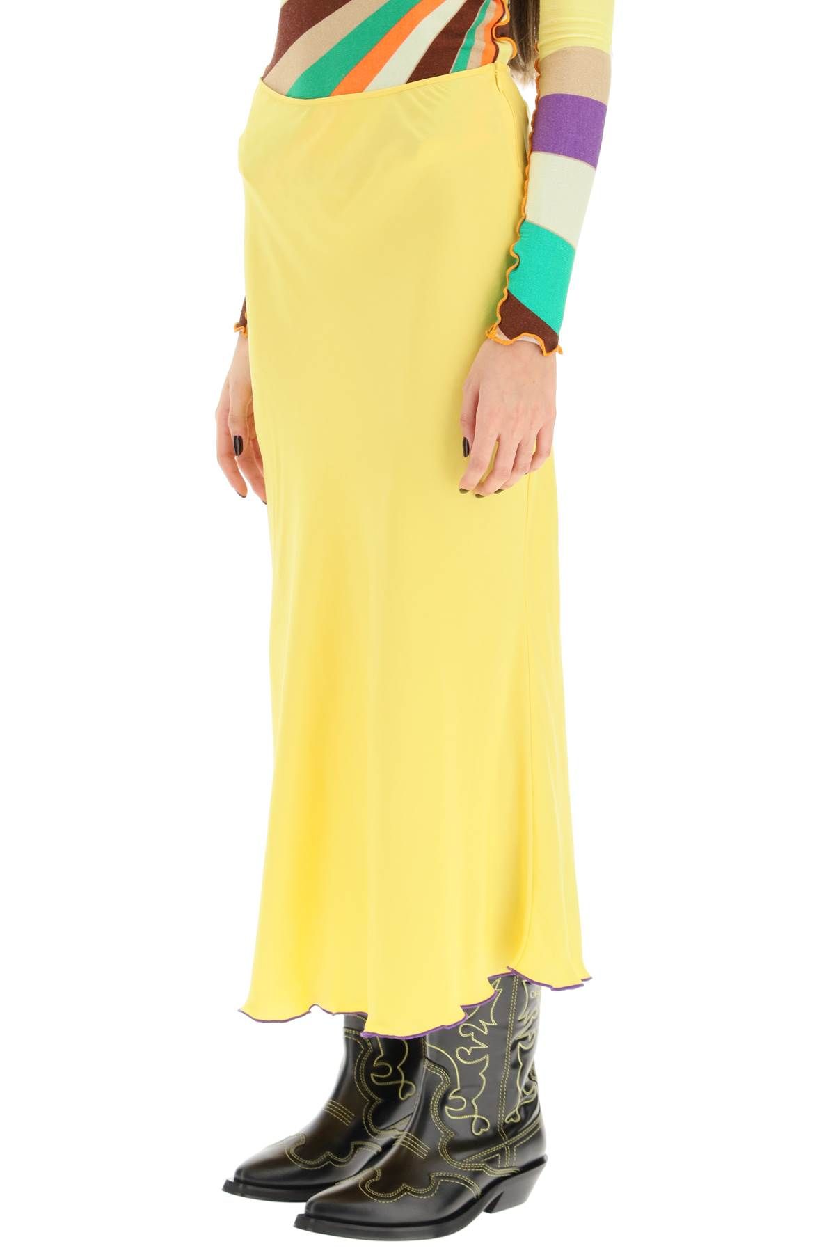 Shop Siedres 'prim' Satin Midi Skirt In Yellow
