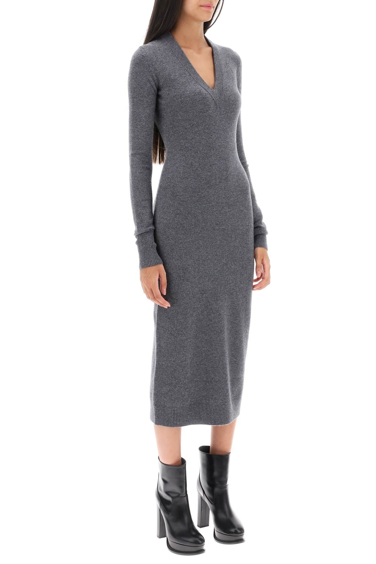Shop Sportmax 'divo' Knitted Midi Dress In Grey