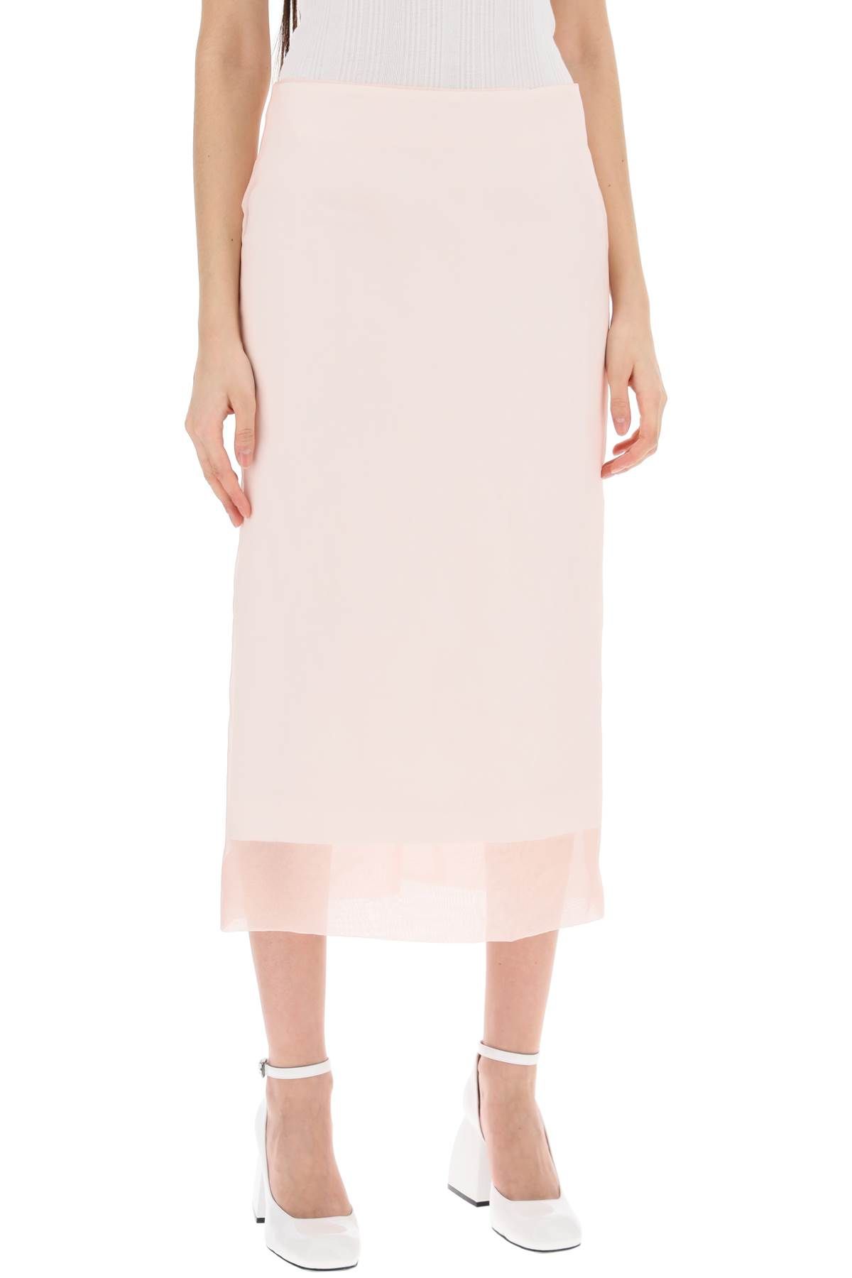 Shop Sportmax "double-layered Organza Skirt With In White,pink