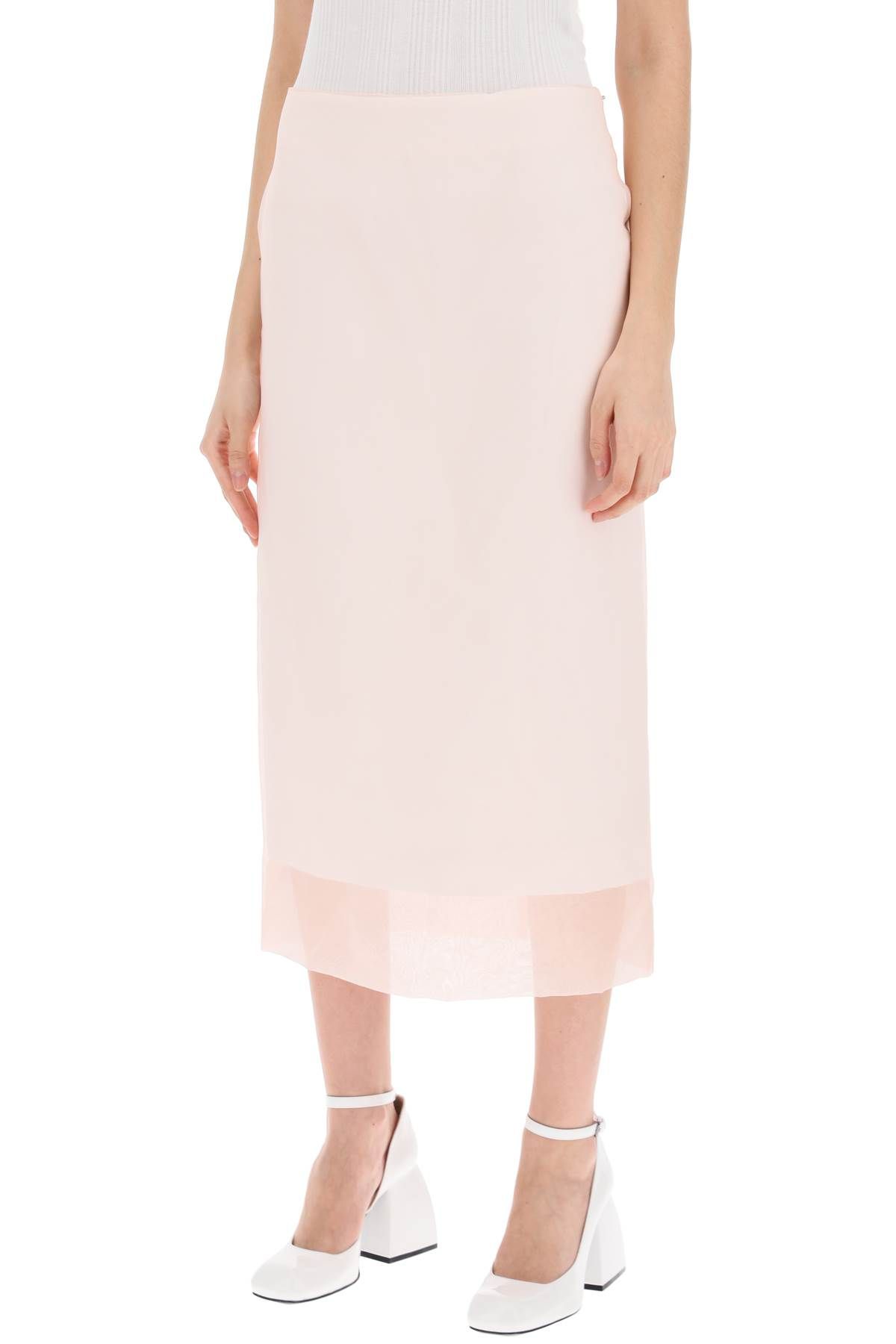 Shop Sportmax "double-layered Organza Skirt With In White,pink