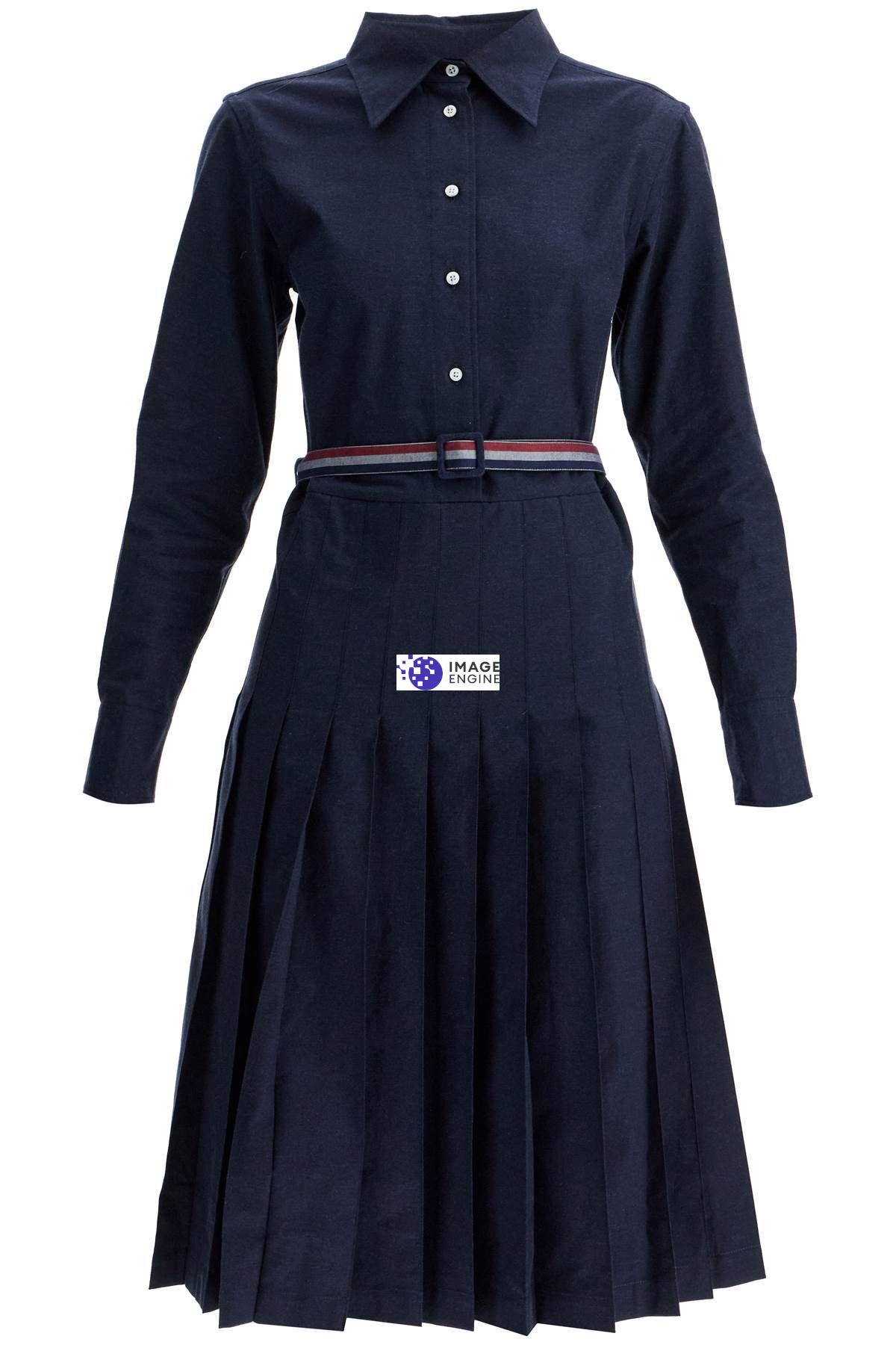 Thom Browne Midi Shirt Dress With Belt