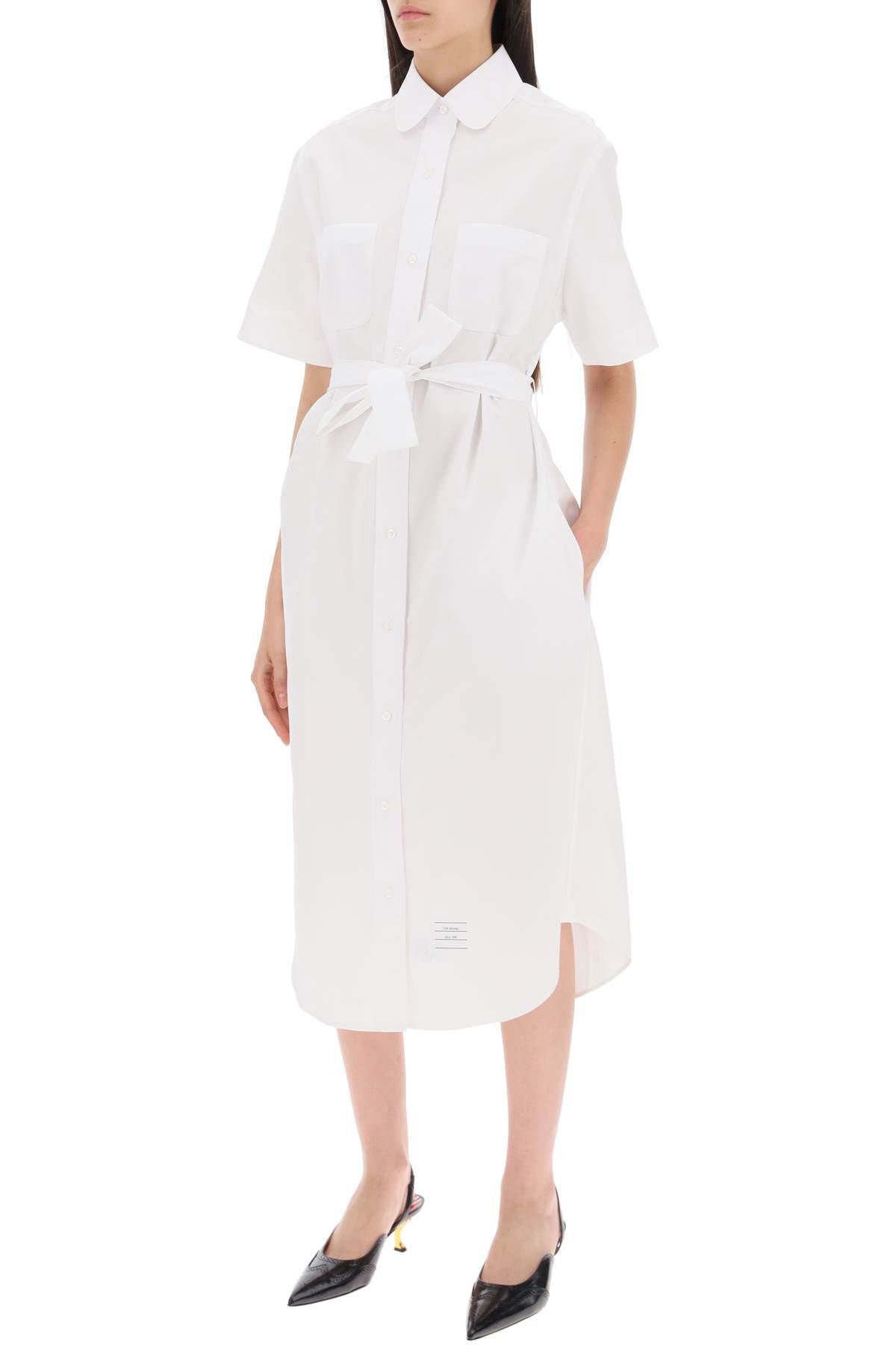 Shop Thom Browne Midi Blouse With Belt In White