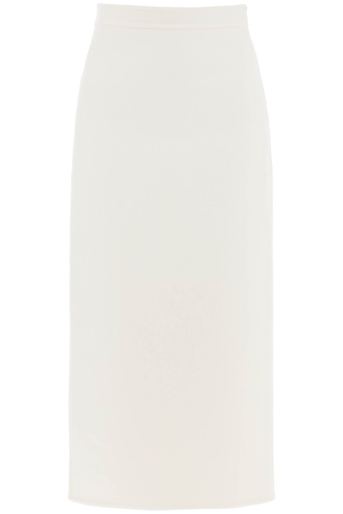 Shop Valentino Compact Drap Midi Skirt In White
