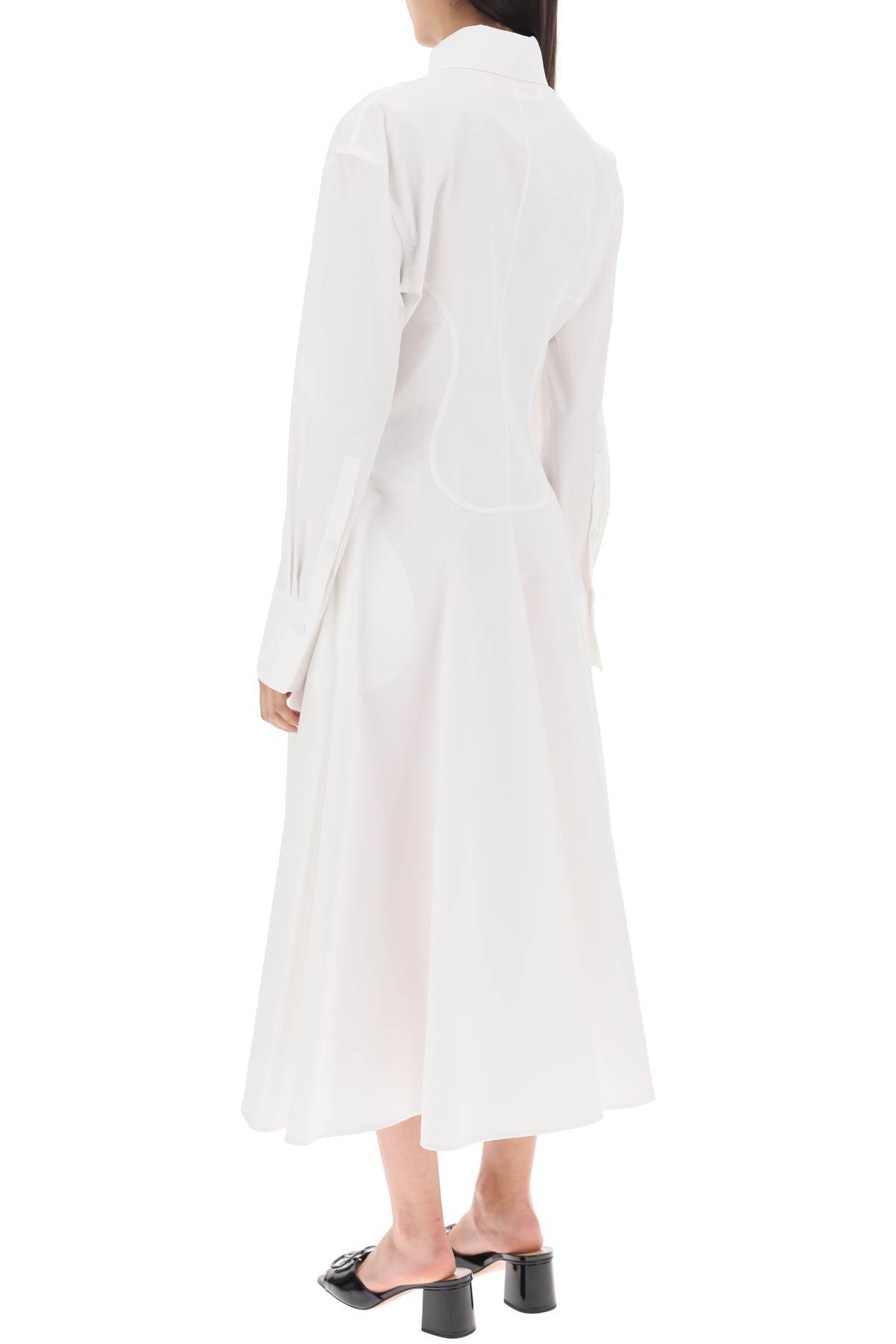 Shop Valentino Compact Poplin Midi Dress With Rose In White
