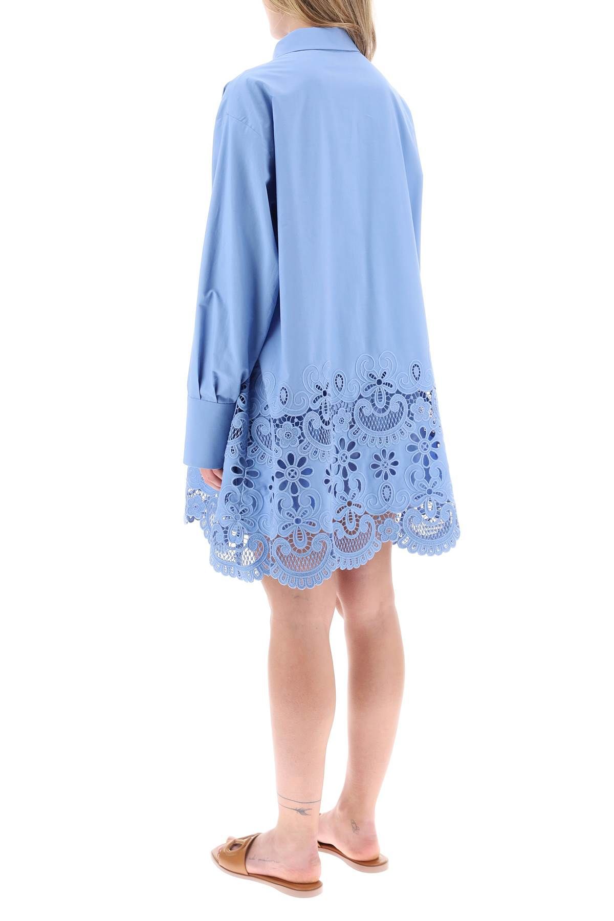 Shop Valentino Sangallo Lace Chemisier Dress In Light Blue