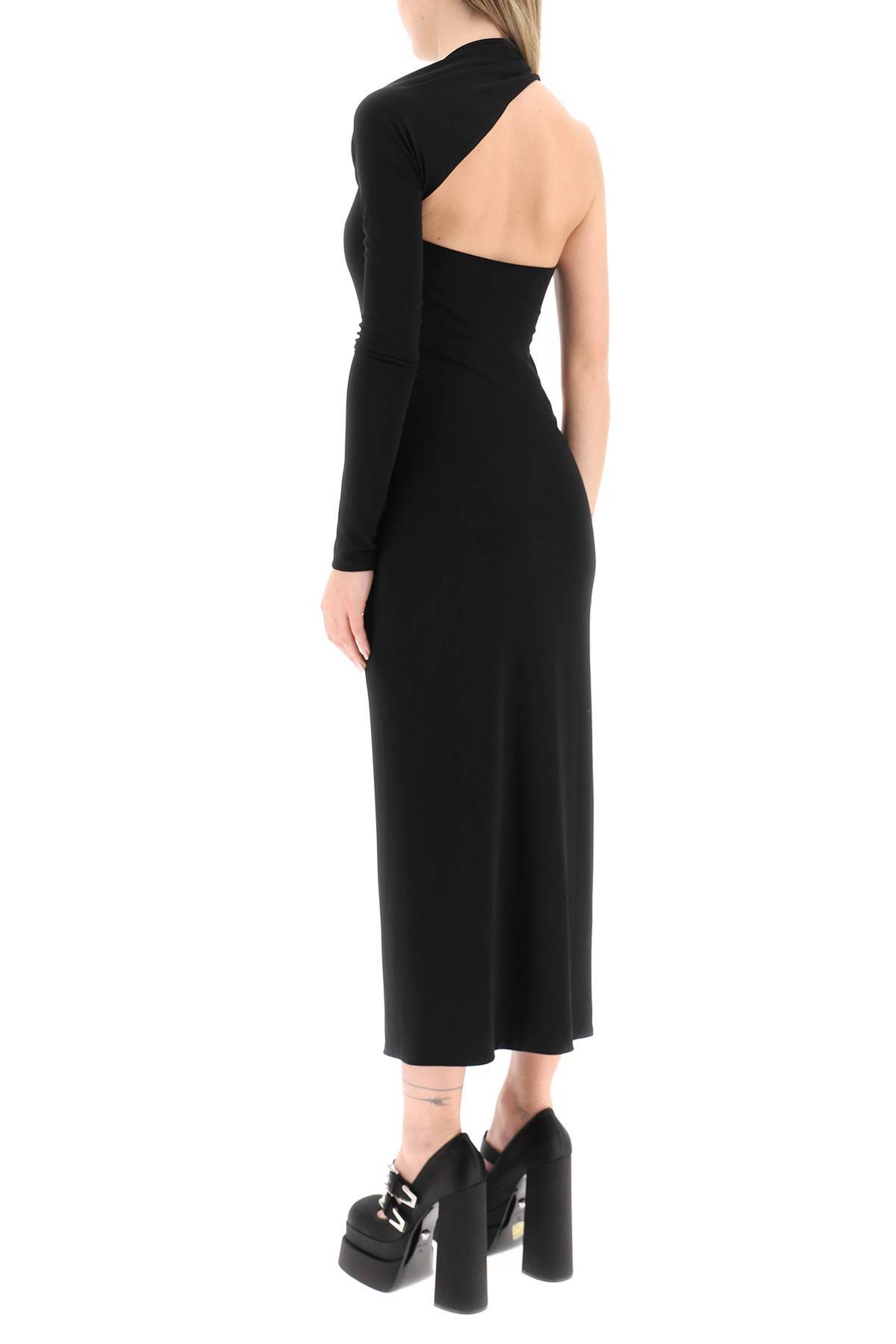 Shop Versace Cut Out Jersey Dress In Black