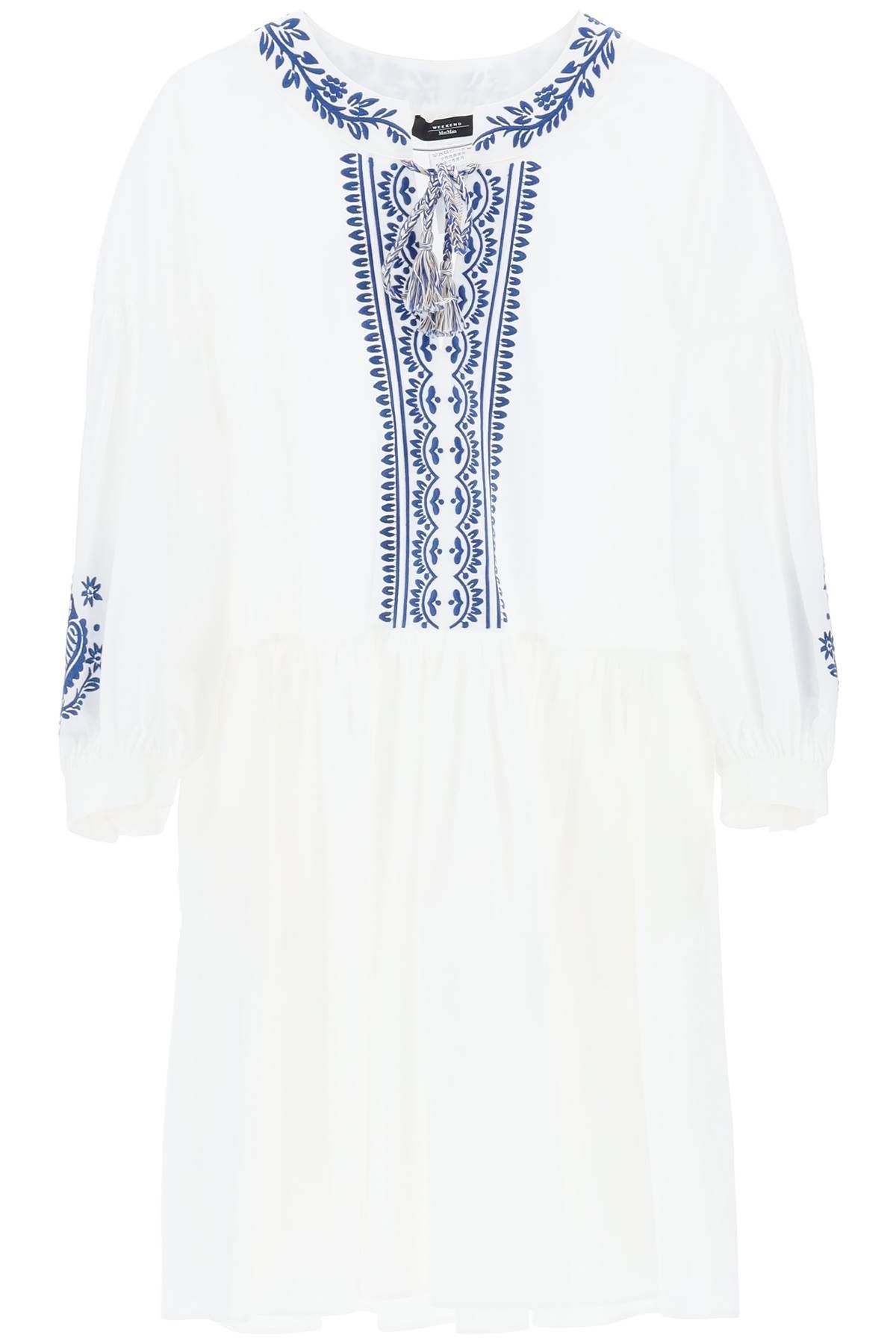 Shop Weekend Max Mara "dirce Dress With Contrasting Emb In White