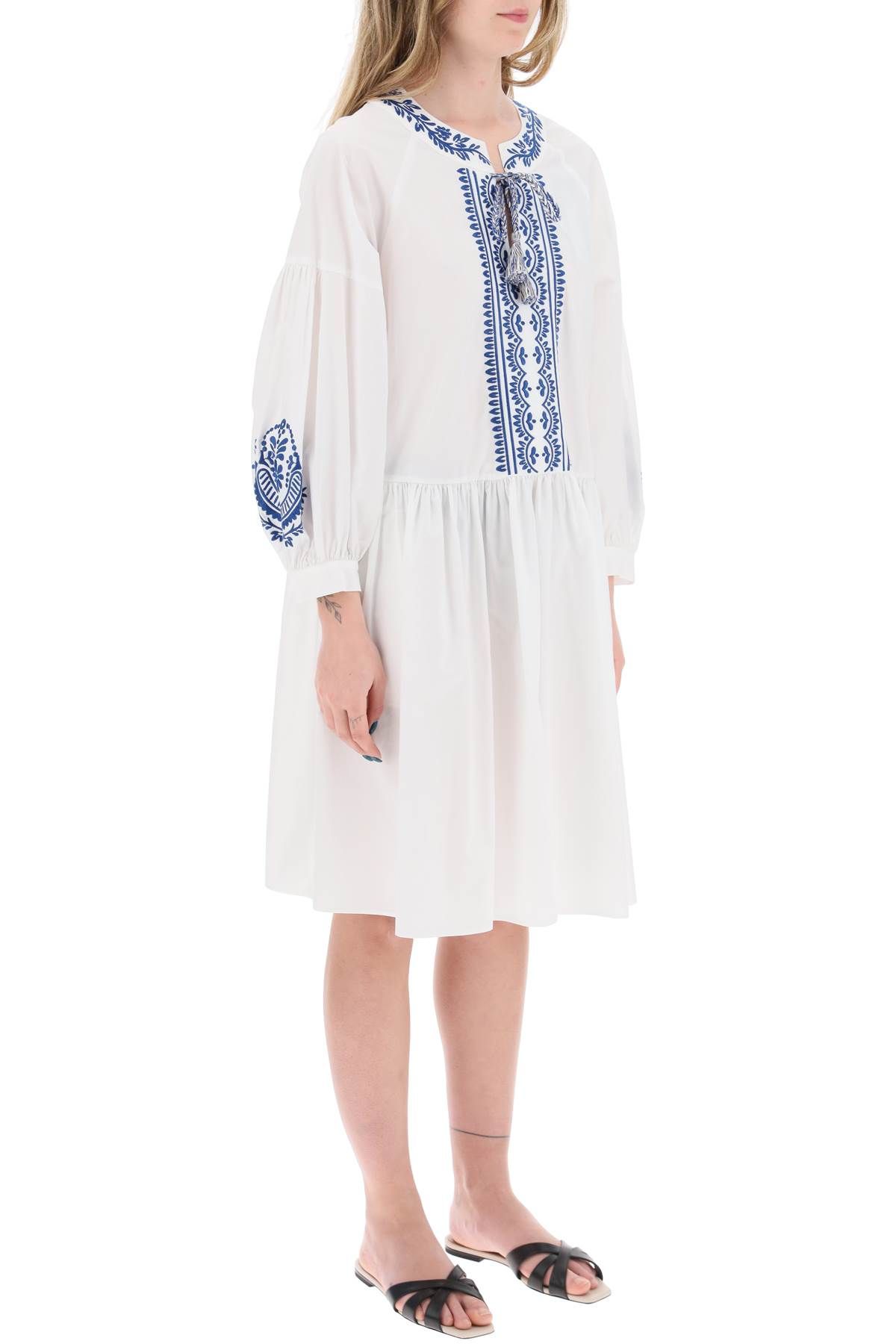 Shop Weekend Max Mara "dirce Dress With Contrasting Emb In White