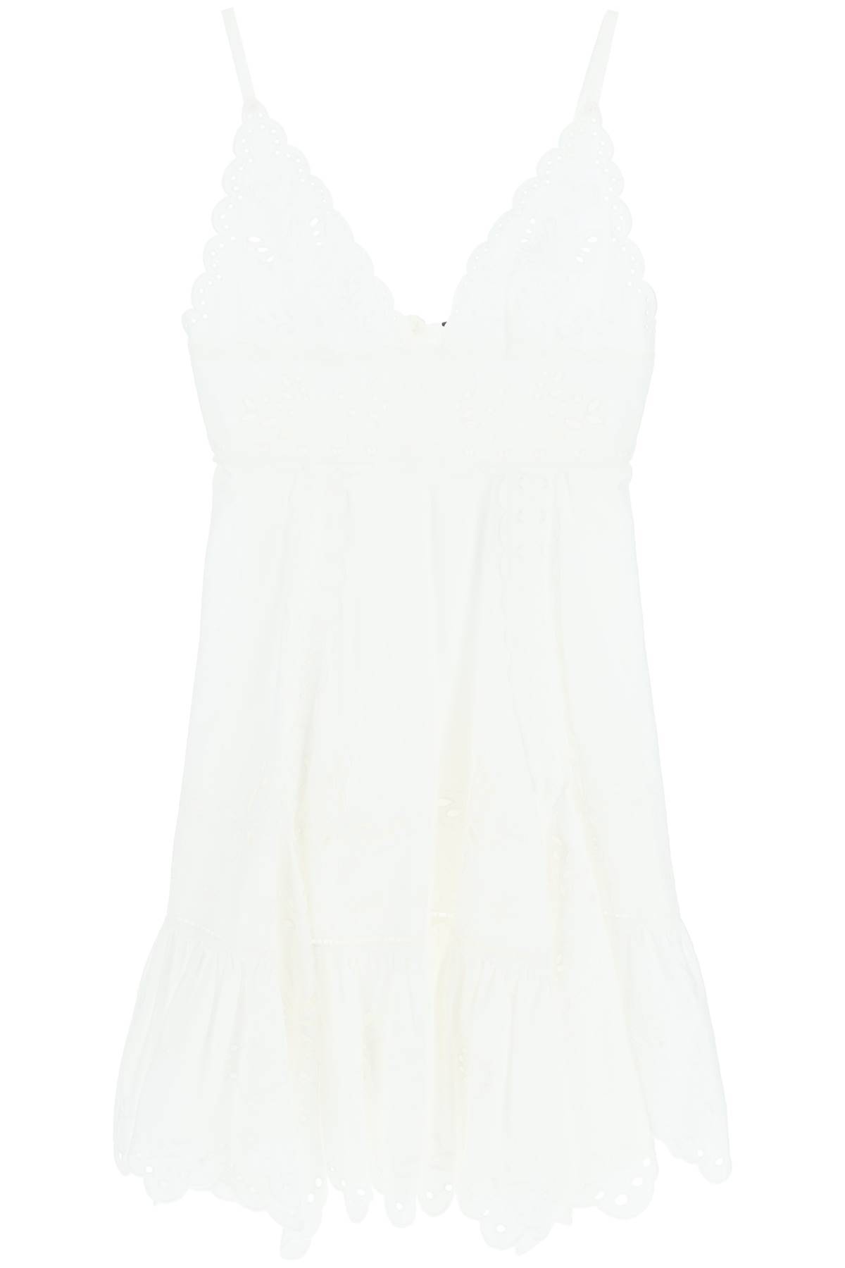 Weekend Max Mara 'alcuno' Scalloped Cotton Broderie Dress In White