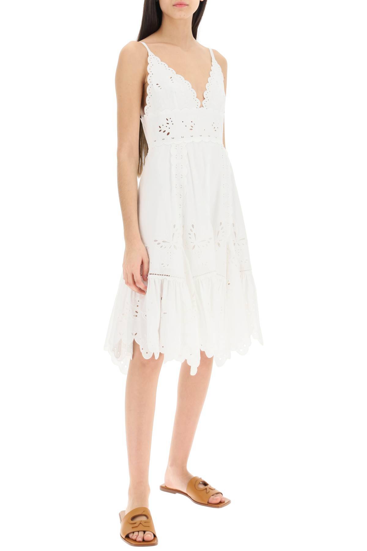 Shop Weekend Max Mara 'alcuno' Scalloped Cotton Broderie Dress In White