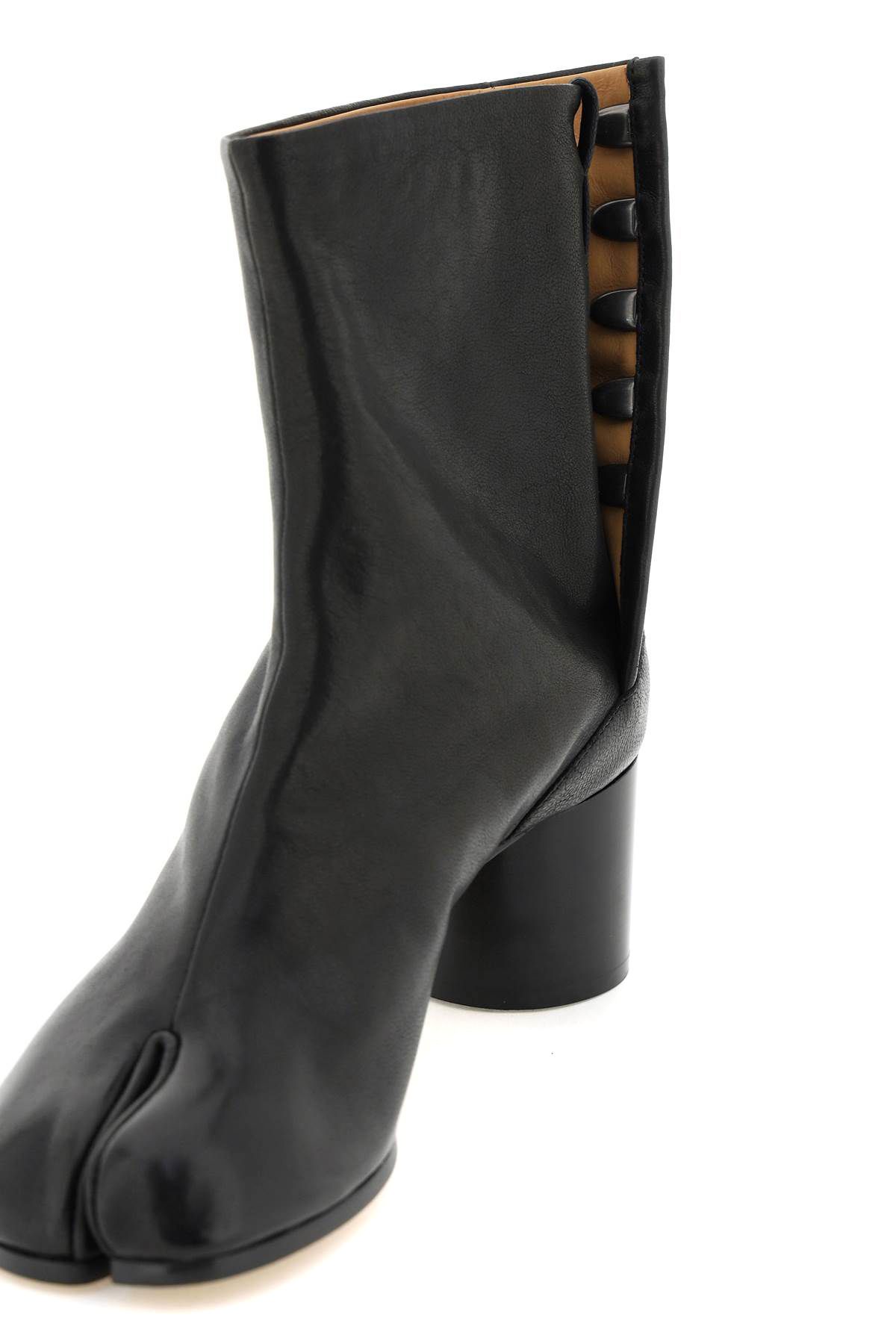 Shop Maison Margiela Leather Tabi Ankle Boots In Black