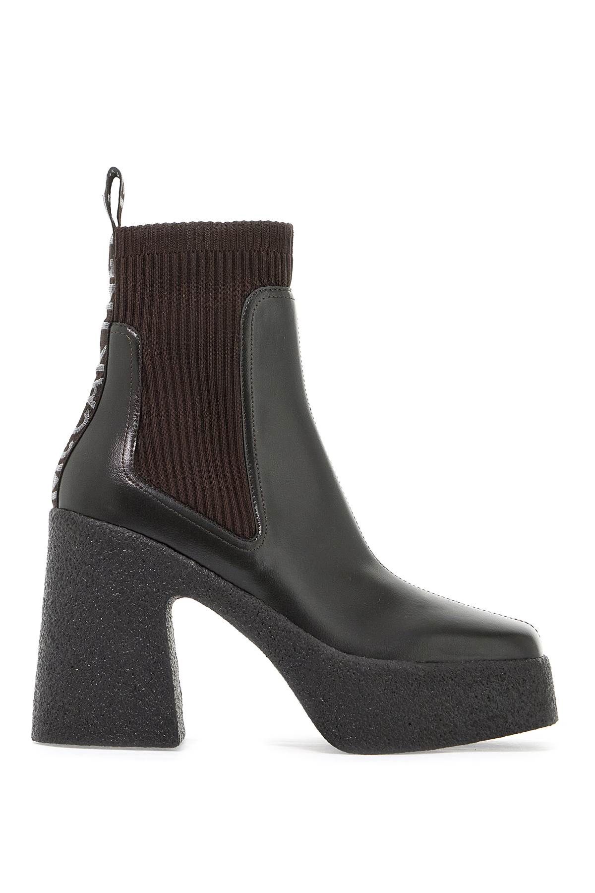 Shop Stella Mccartney Skyla Sock Ankle Boots With Heel In Brown