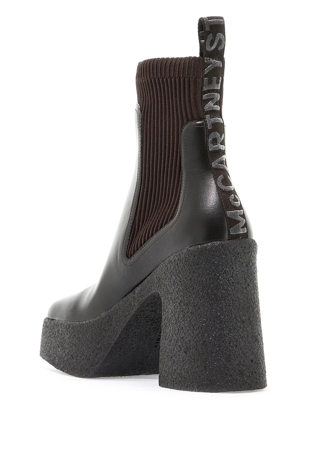 Shop Stella Mccartney Skyla Sock Ankle Boots With Heel In Brown