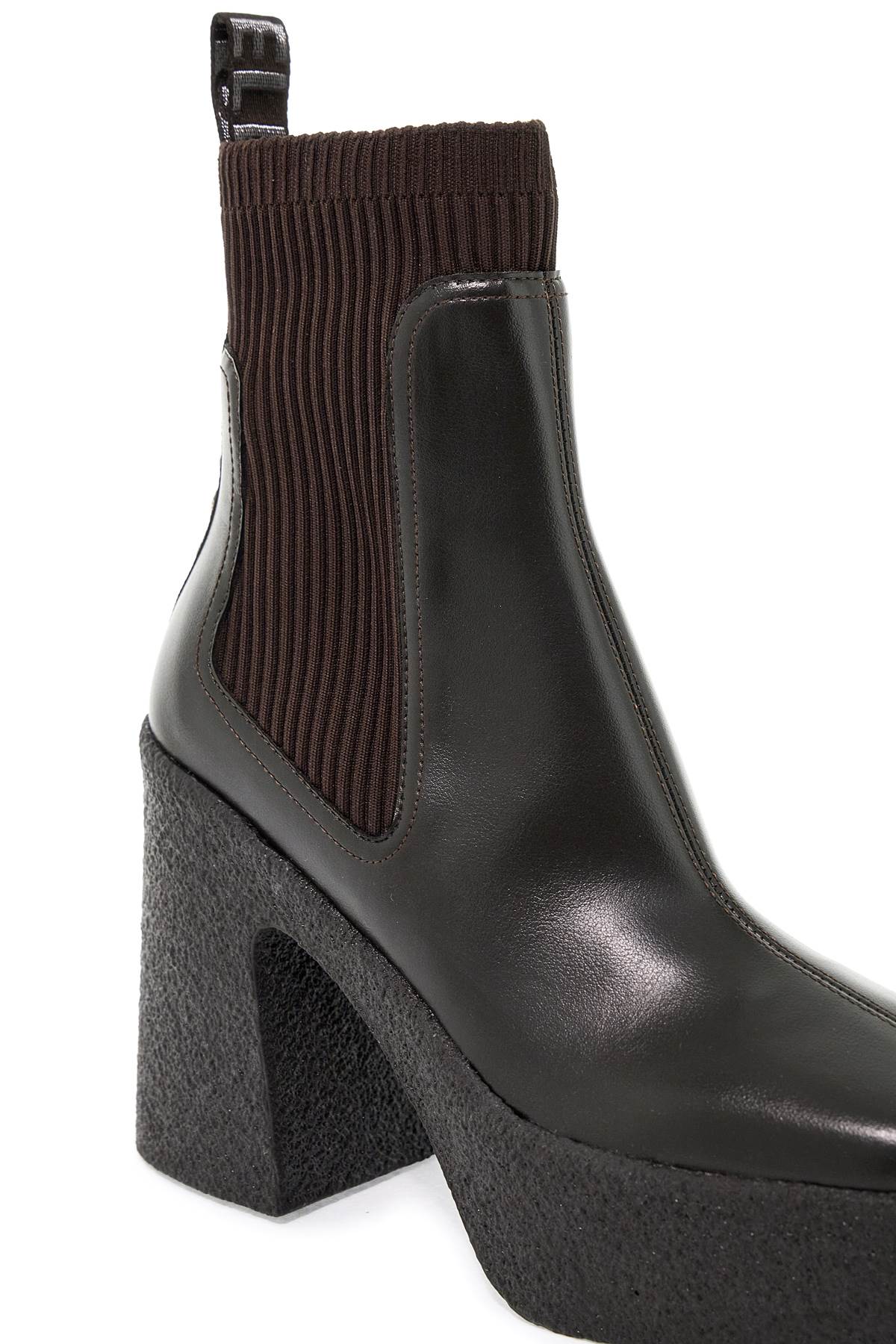 Shop Stella Mccartney Skyla Sock Ankle Boots With Heel In Brown