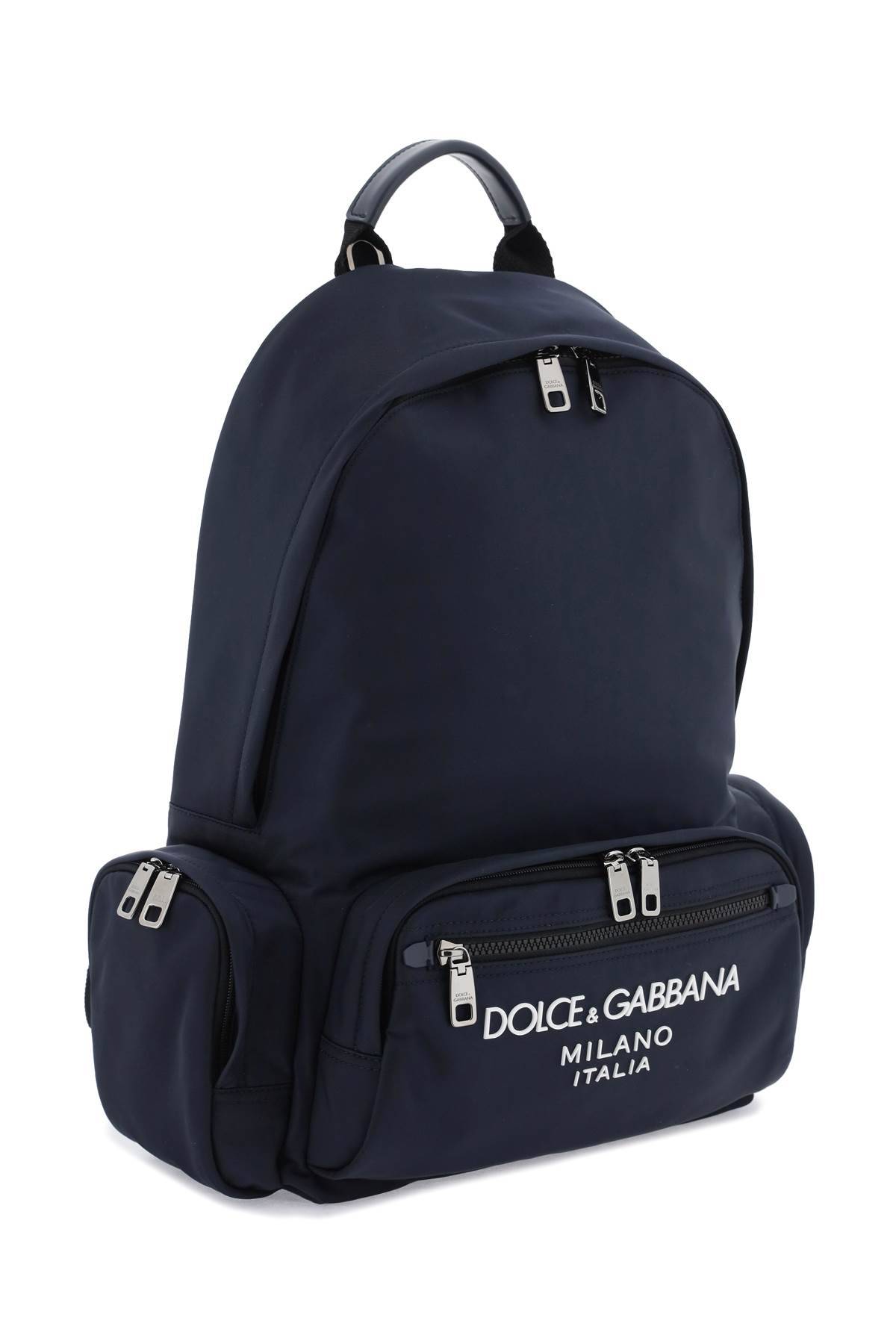 Shop Dolce & Gabbana Nylon Backpack With Logo In Blue