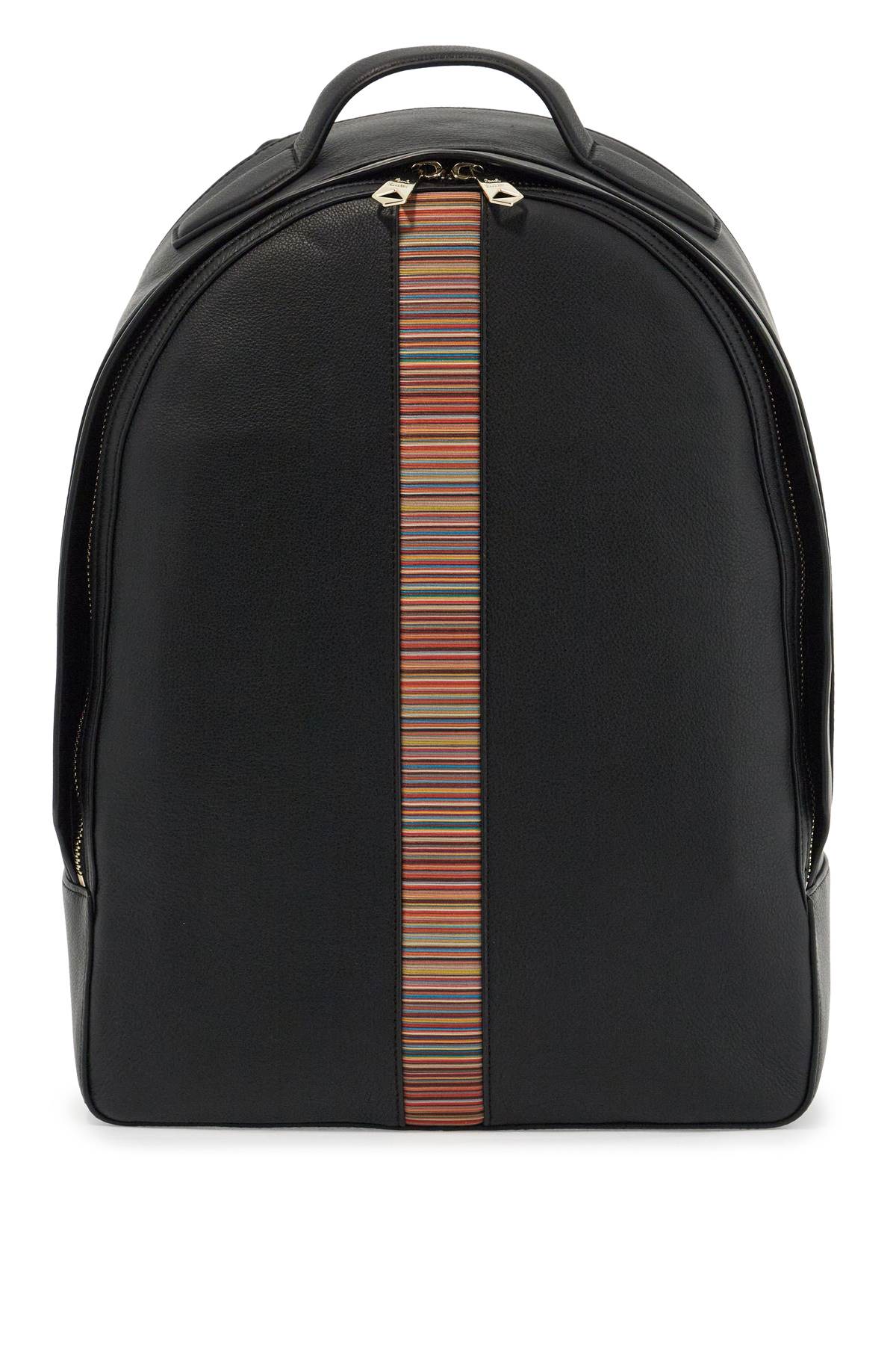 Shop Paul Smith "signature Stripe Leather Backpack" In Black