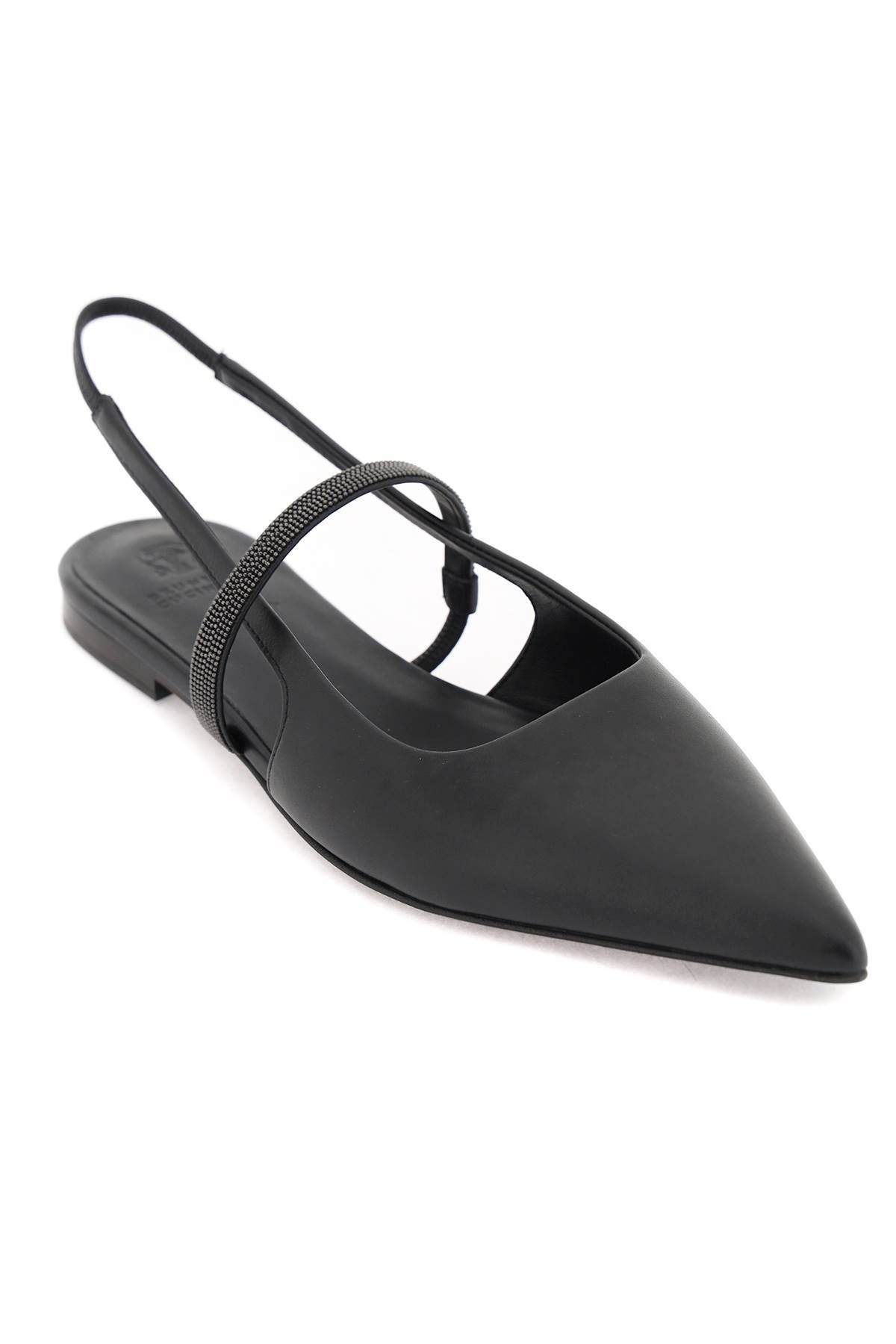 Shop Brunello Cucinelli Slingback Ballet Flats With Precious Strap In Black