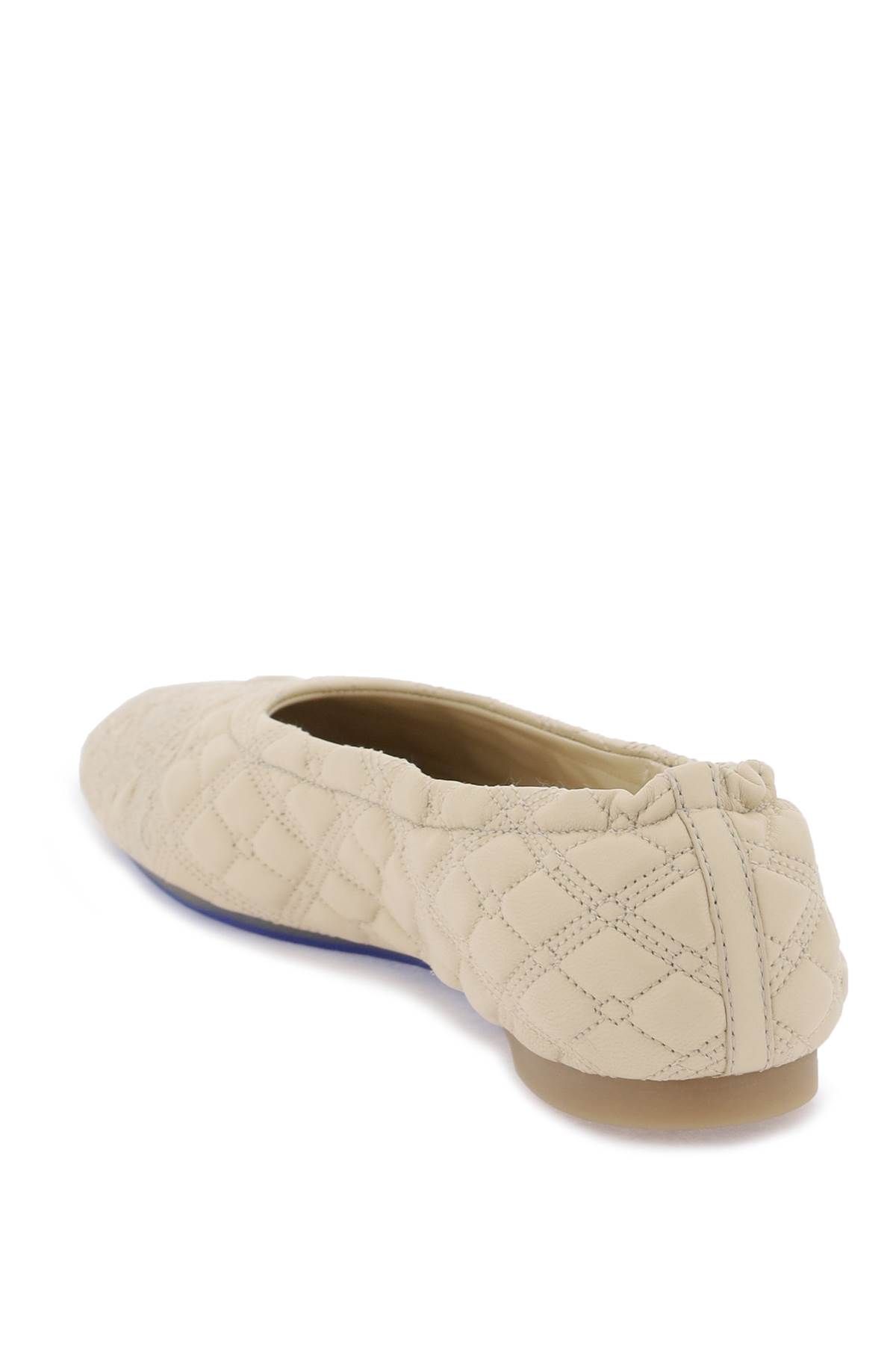 Shop Burberry Quilted Leather Sadler Ballet Flats In Beige