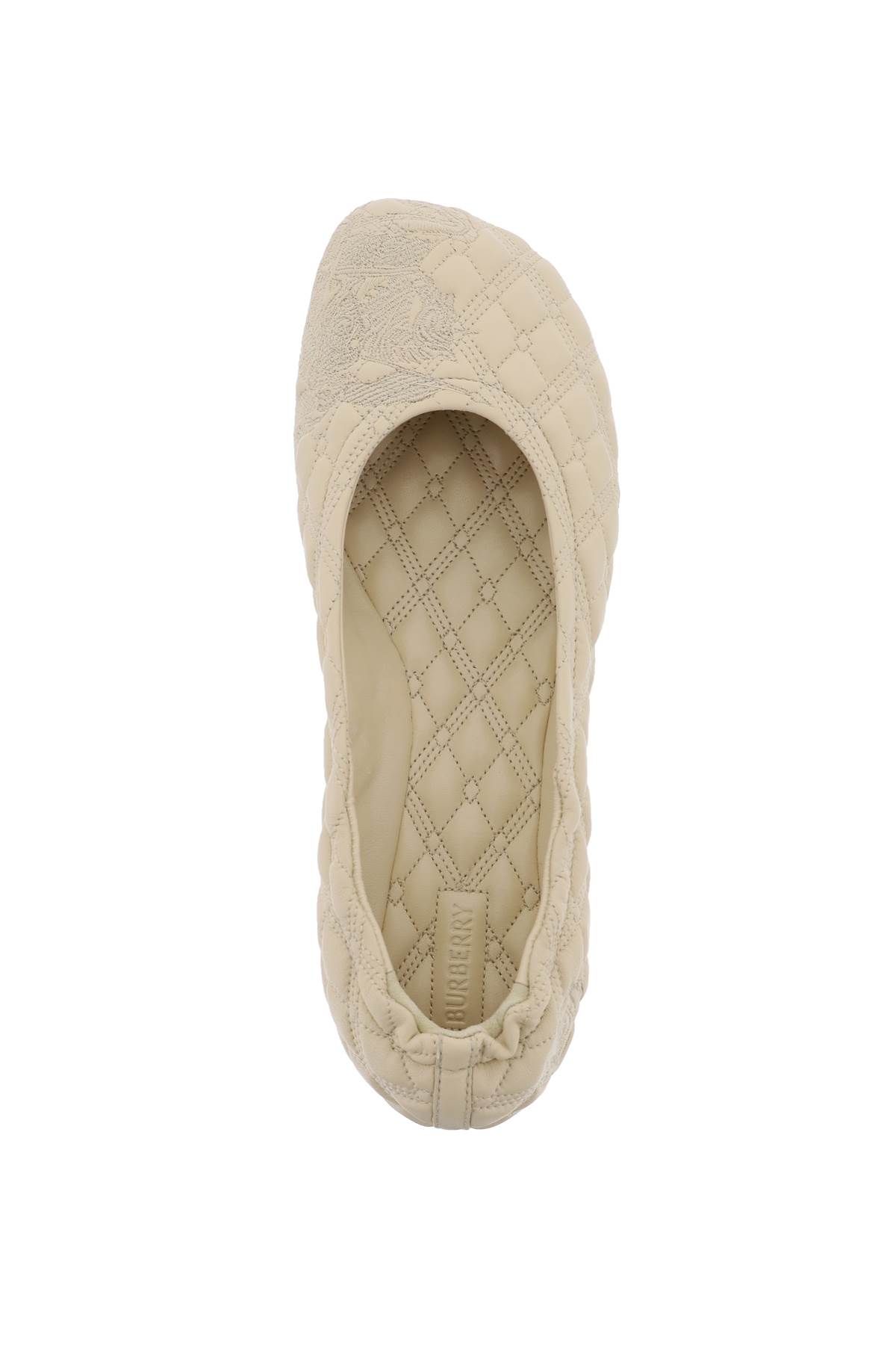 Shop Burberry Quilted Leather Sadler Ballet Flats In Beige