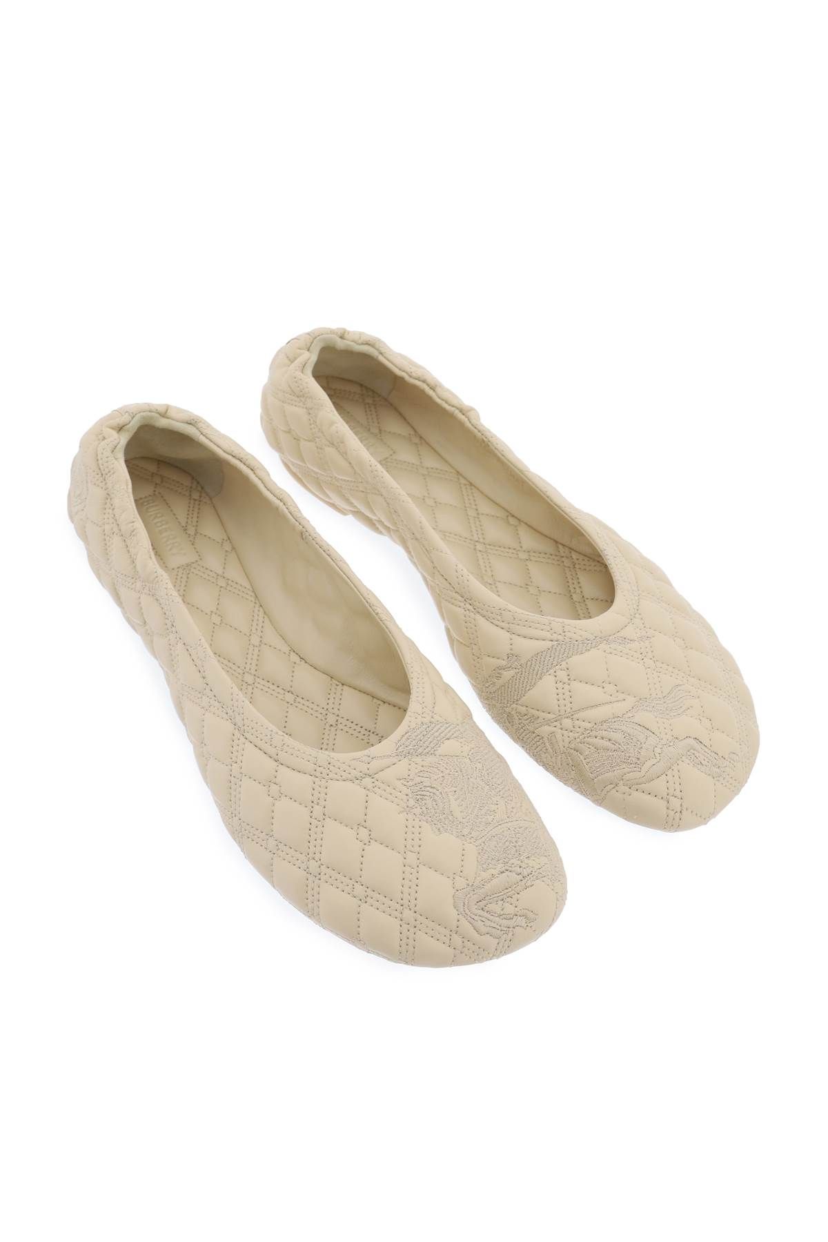 Shop Burberry Quilted Leather Sadler Ballet Flats In Beige