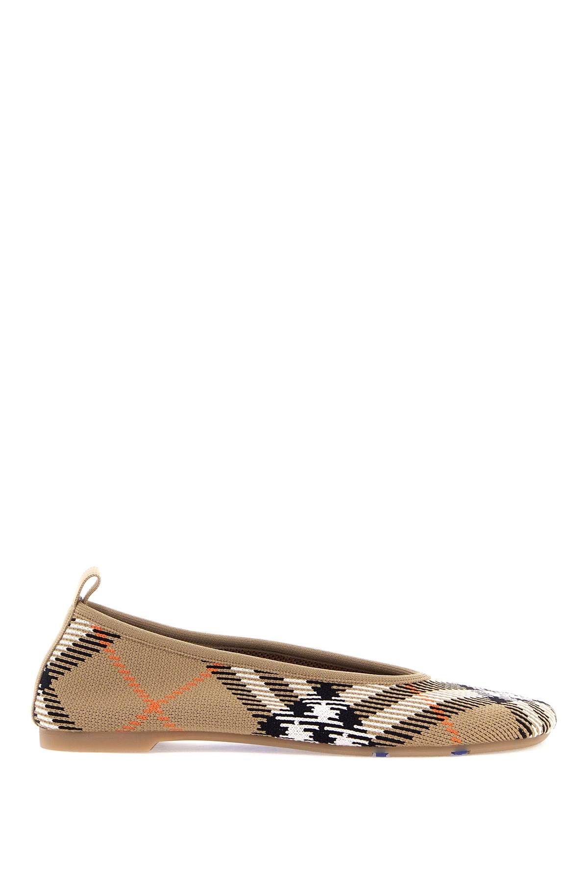 Shop Burberry Baby Checkered Ballet Flats In Beige