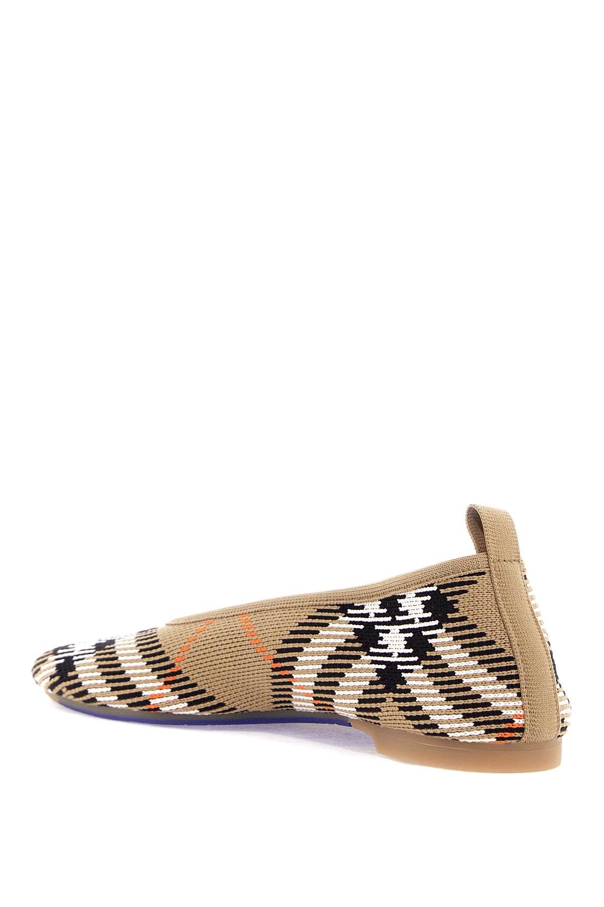 Shop Burberry Baby Checkered Ballet Flats In Beige