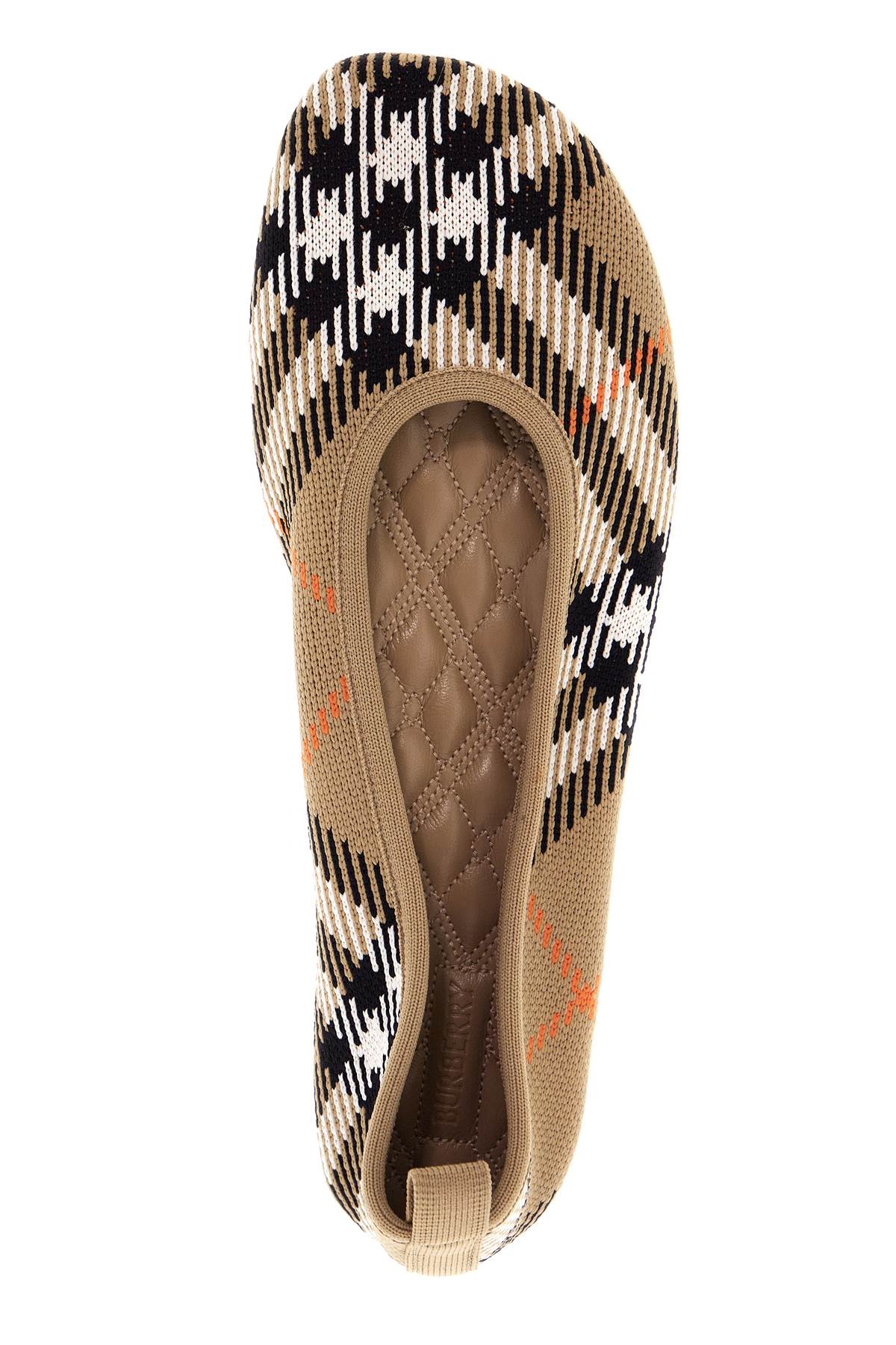 Shop Burberry Baby Checkered Ballet Flats In Beige