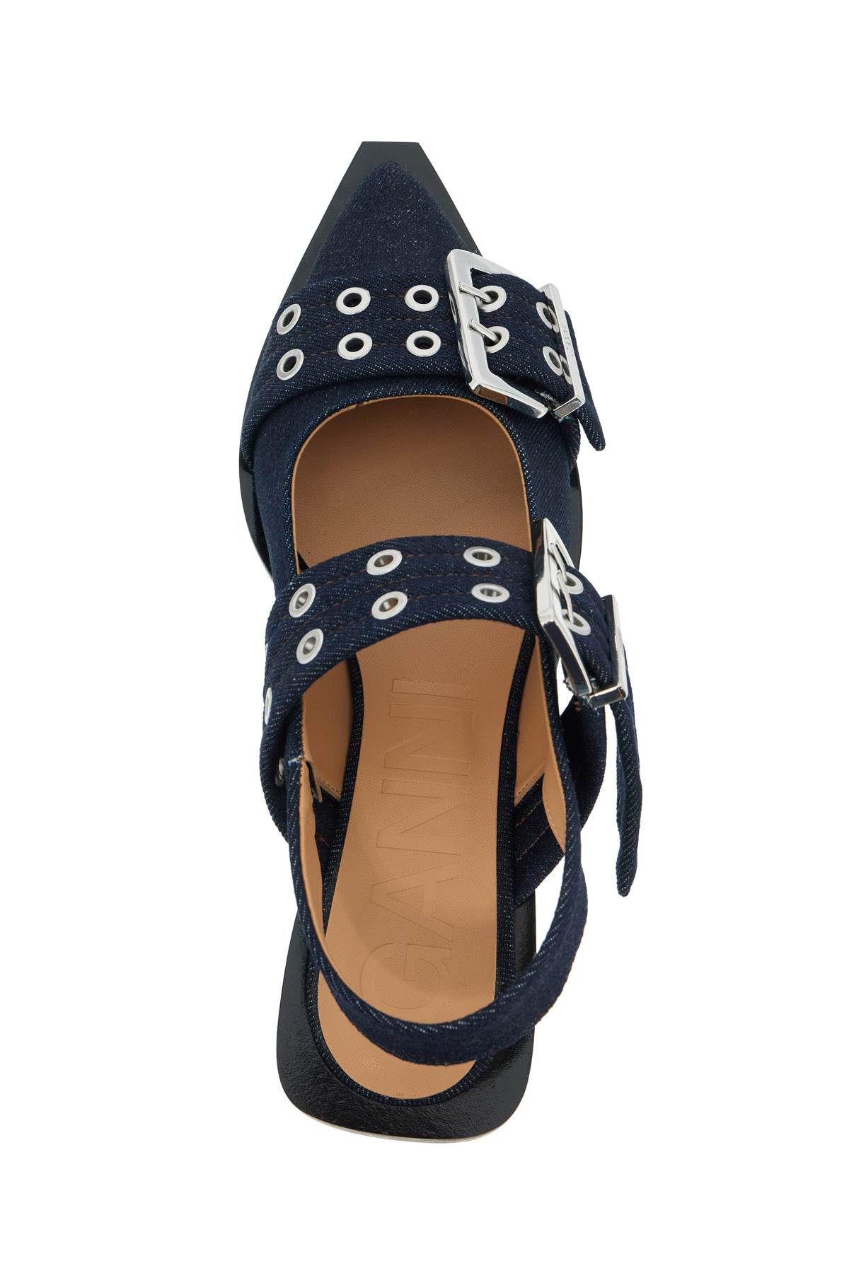 Shop Ganni Slingback Flats In Blue