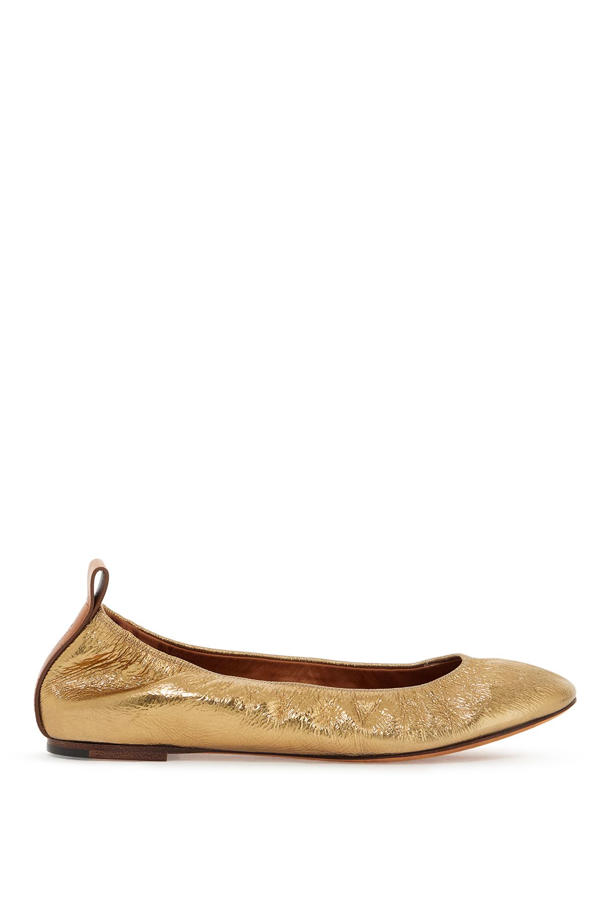 Shop Lanvin Laminate Ballet In Gold