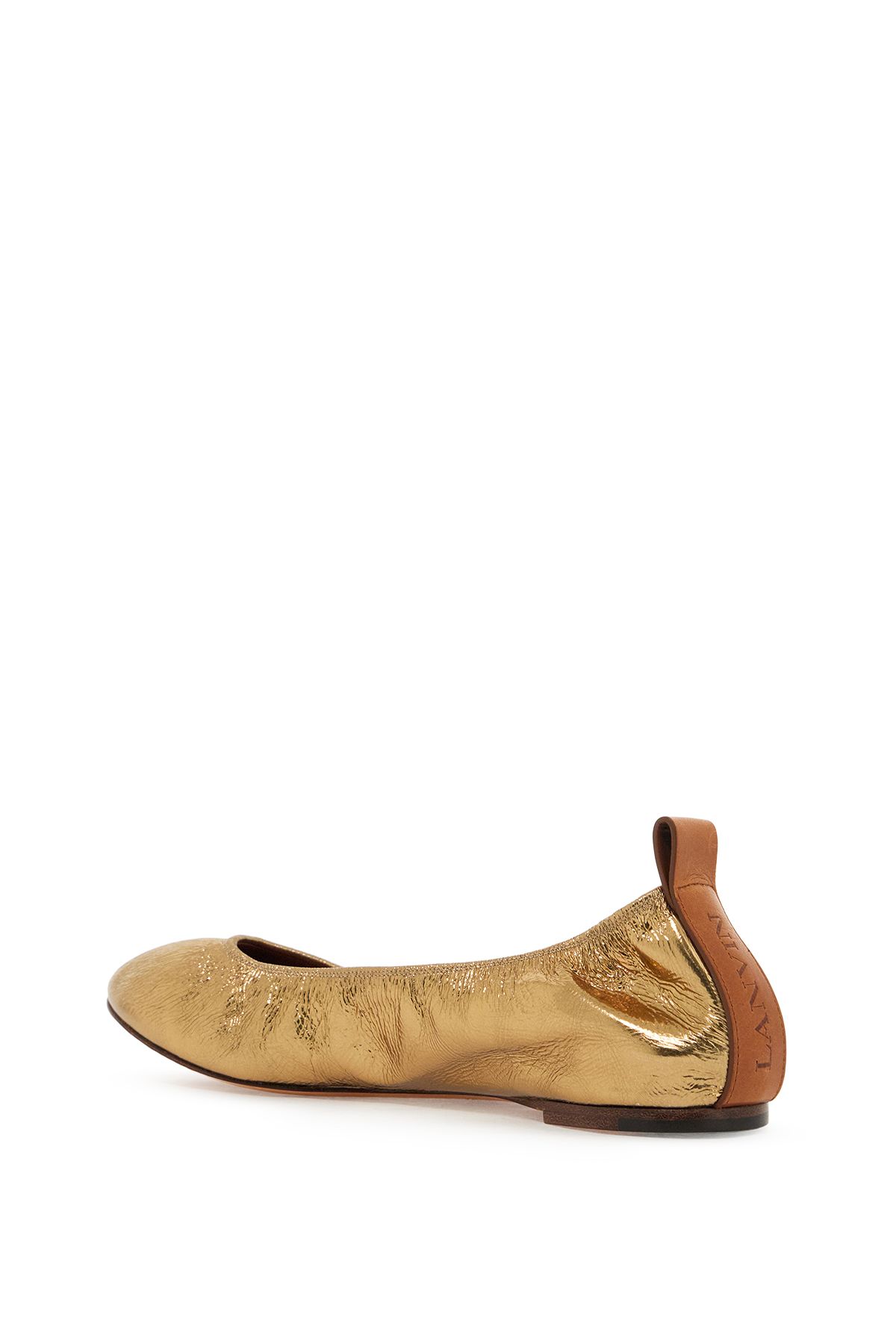 Shop Lanvin Laminate Ballet In Gold