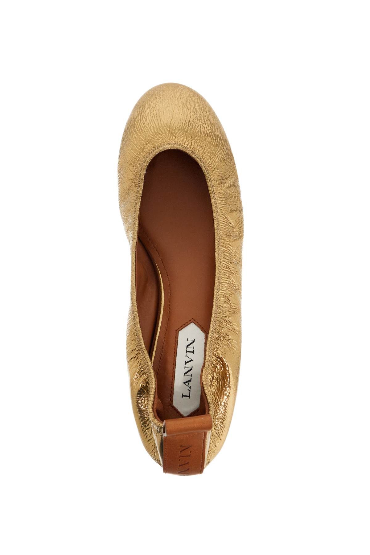 Shop Lanvin Laminate Ballet In Gold