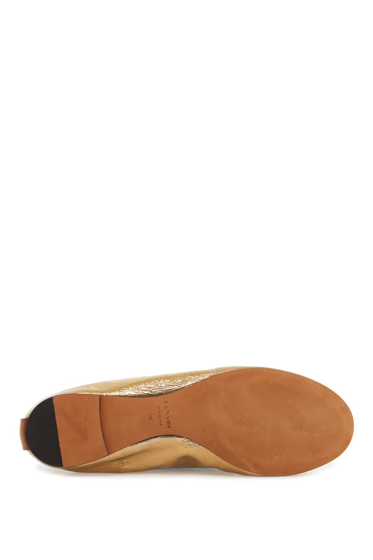 Shop Lanvin Laminate Ballet In Gold