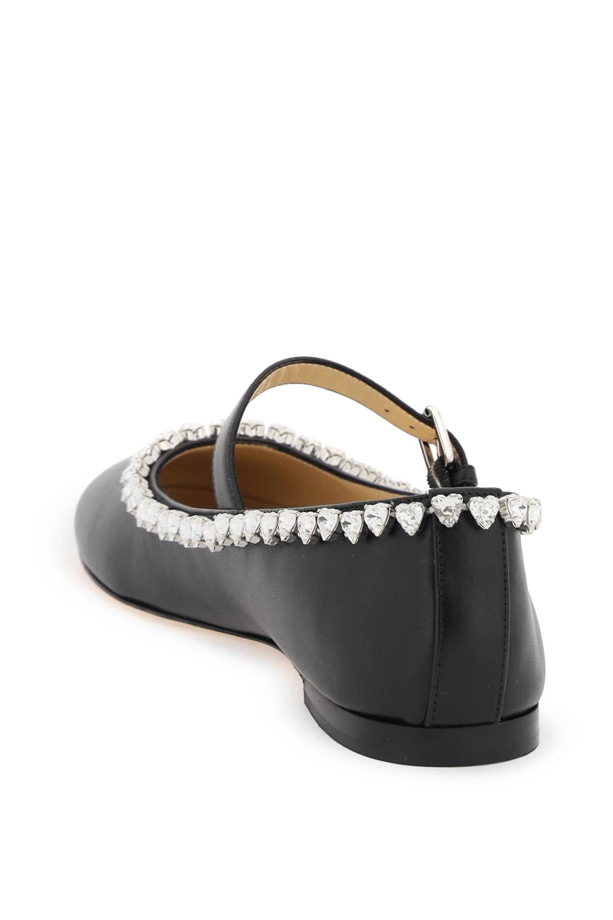 Shop Mach & Mach Audrey Ballet Flats With Heart-shaped Crystals In Black