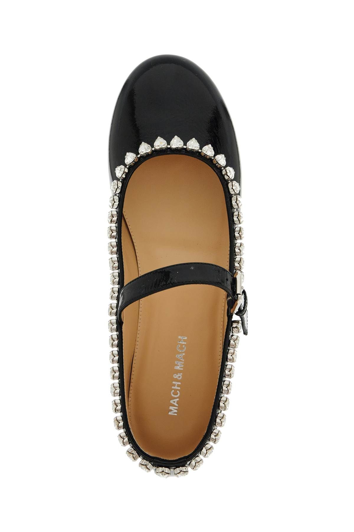 Shop Mach E Mach Audrey Ballet Flats With Heart-shaped Crystals In Black