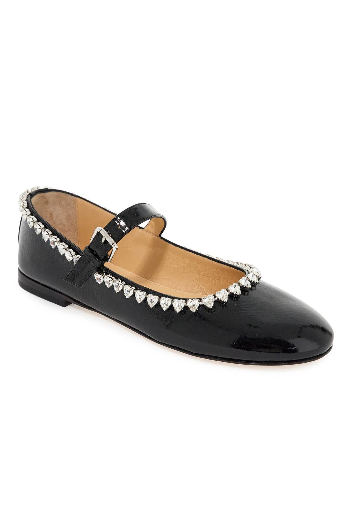 Shop Mach E Mach Audrey Ballet Flats With Heart-shaped Crystals In Black