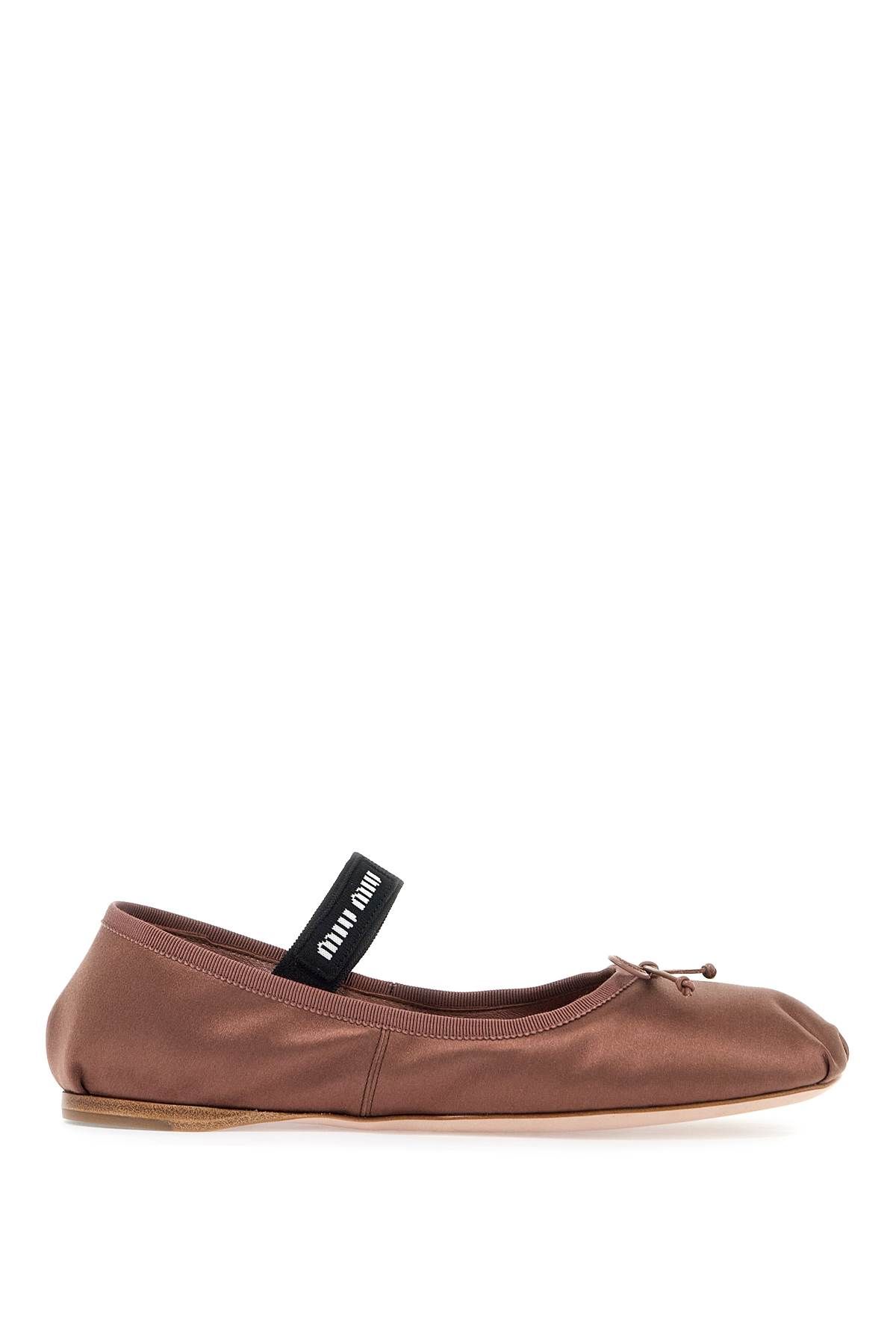 Shop Miu Miu Satin Ballet Flats In Brown