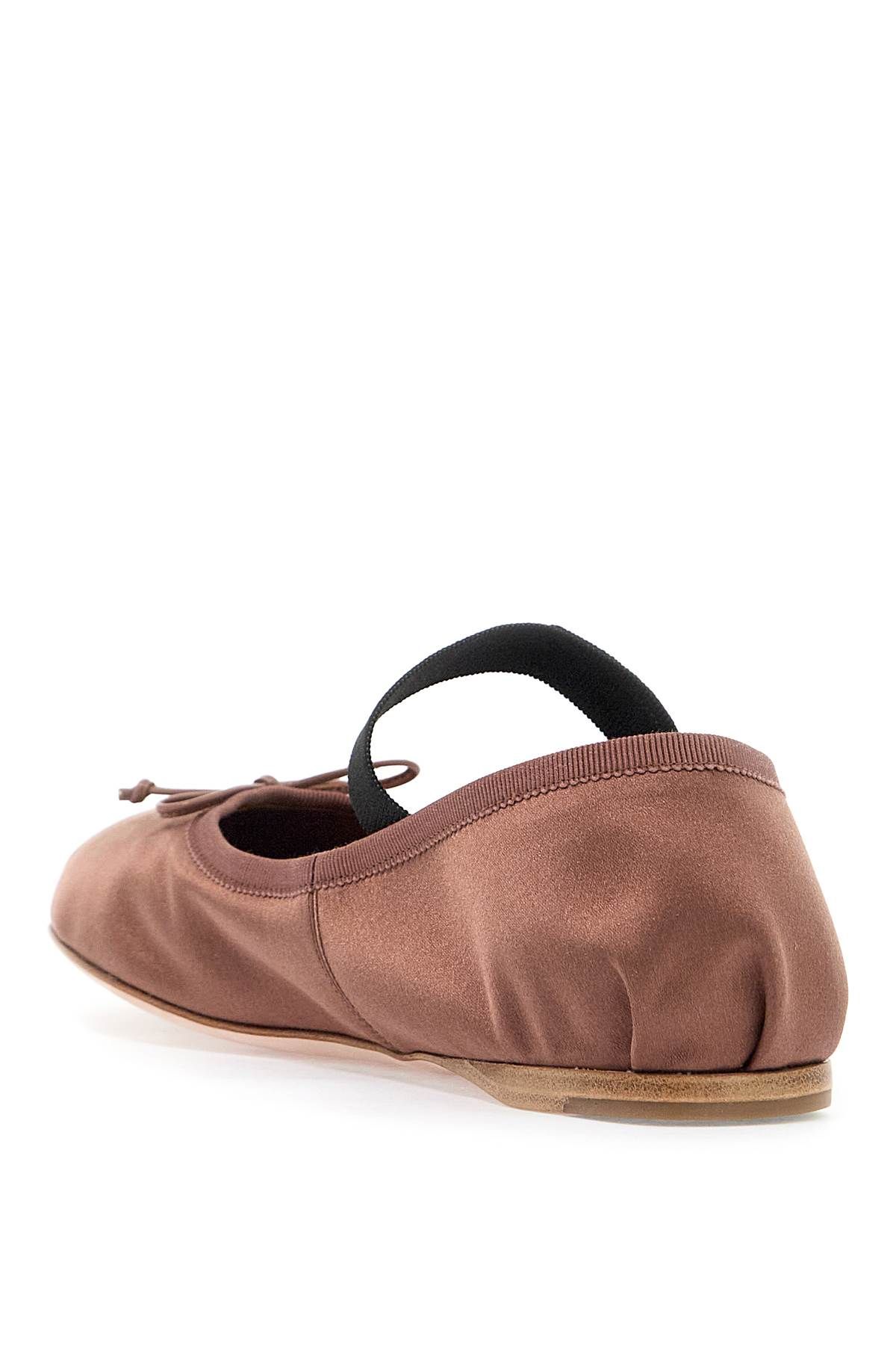 Shop Miu Miu Satin Ballet Flats In Brown