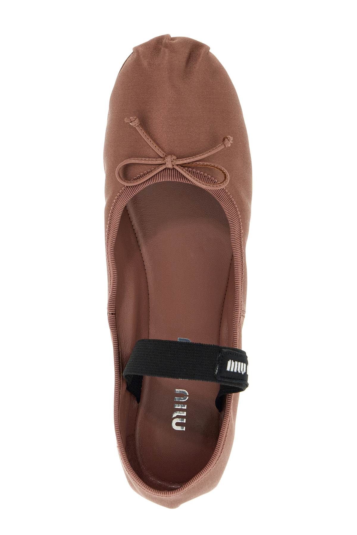 Shop Miu Miu Satin Ballet Flats In Brown