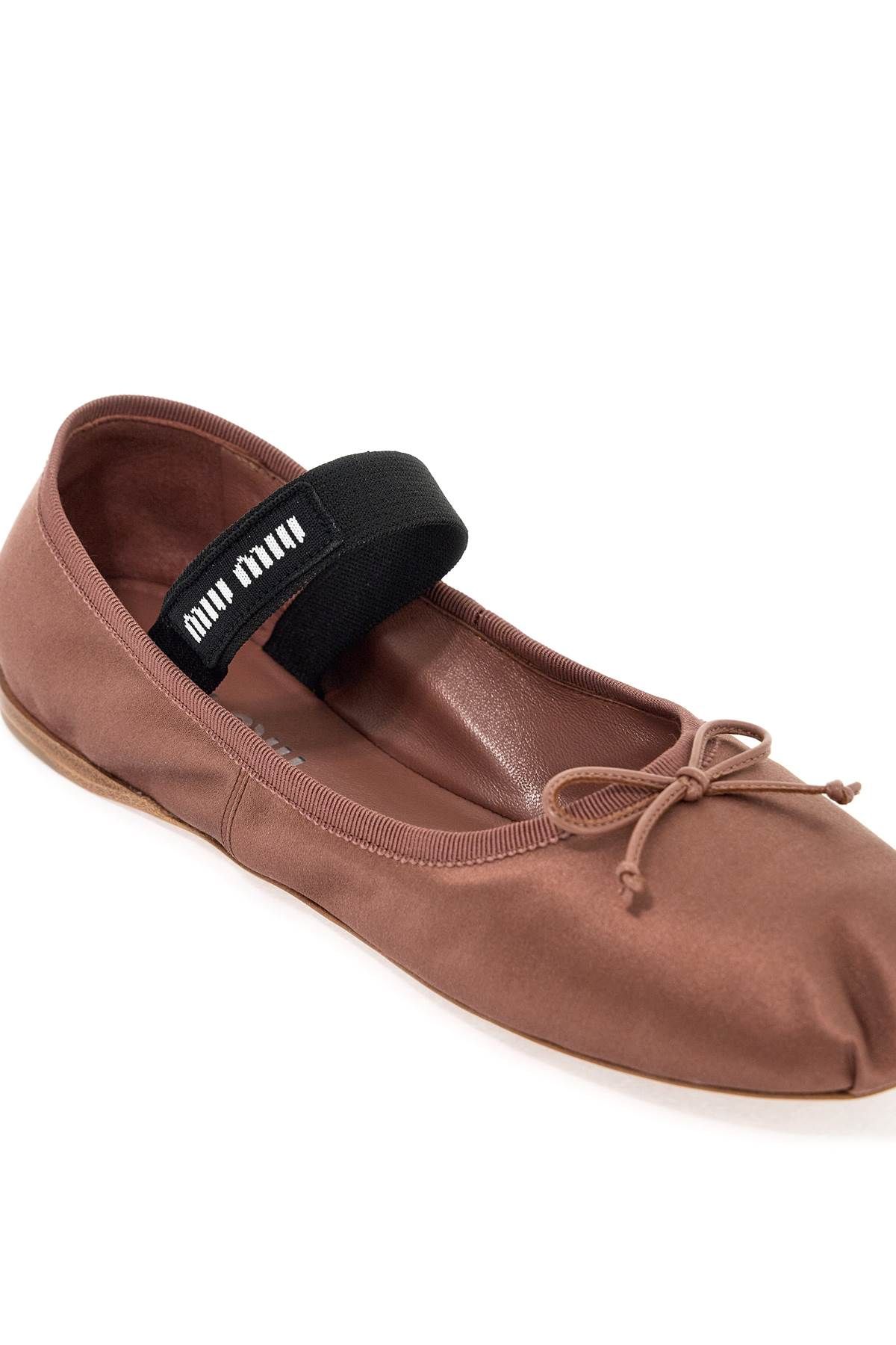 Shop Miu Miu Satin Ballet Flats In Brown