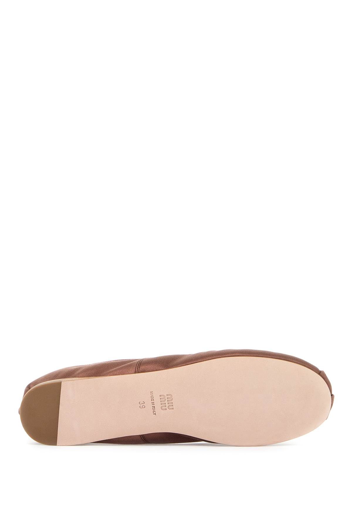 Shop Miu Miu Satin Ballet Flats In Brown