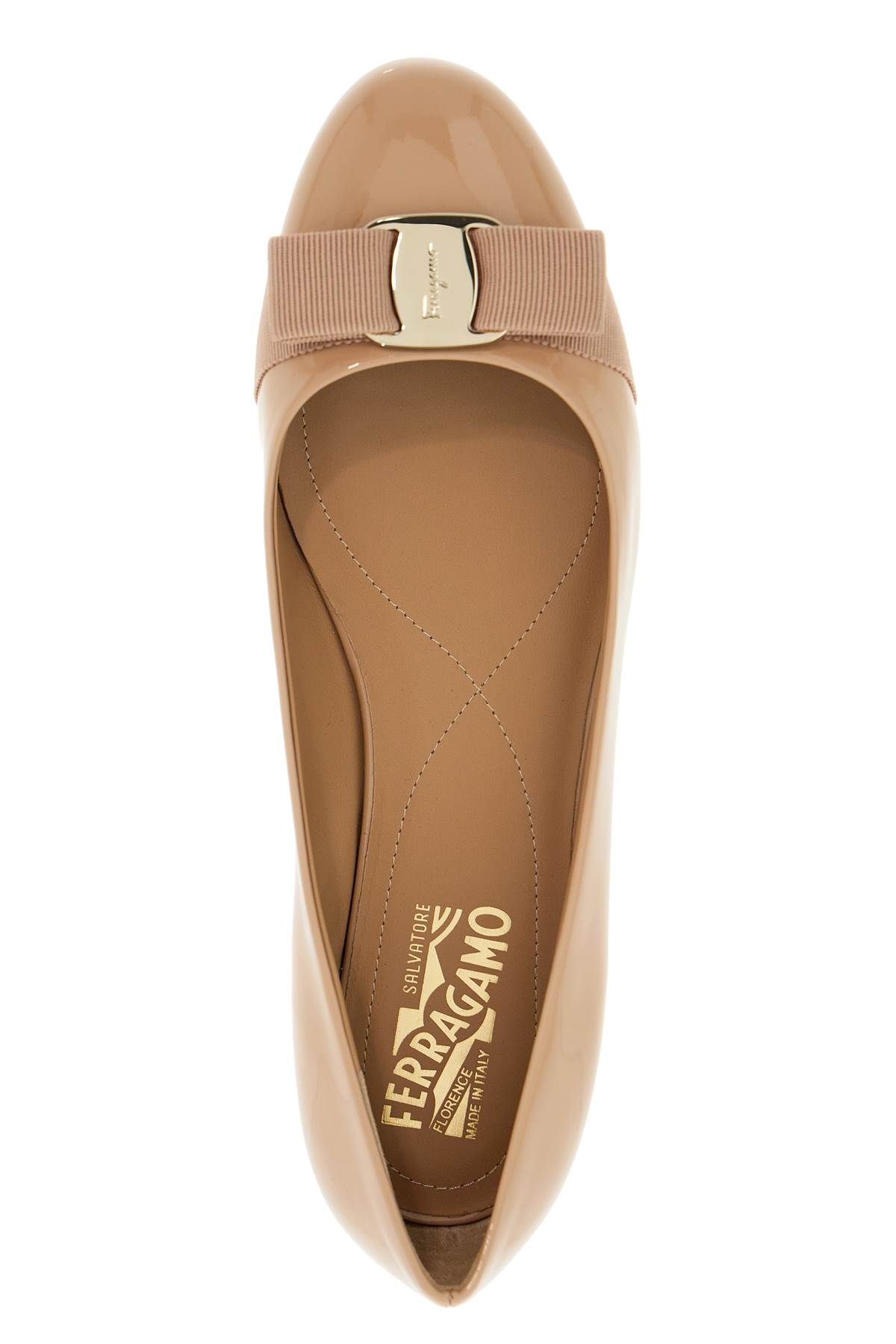 Shop Ferragamo Varina Ballet Flats In Beige