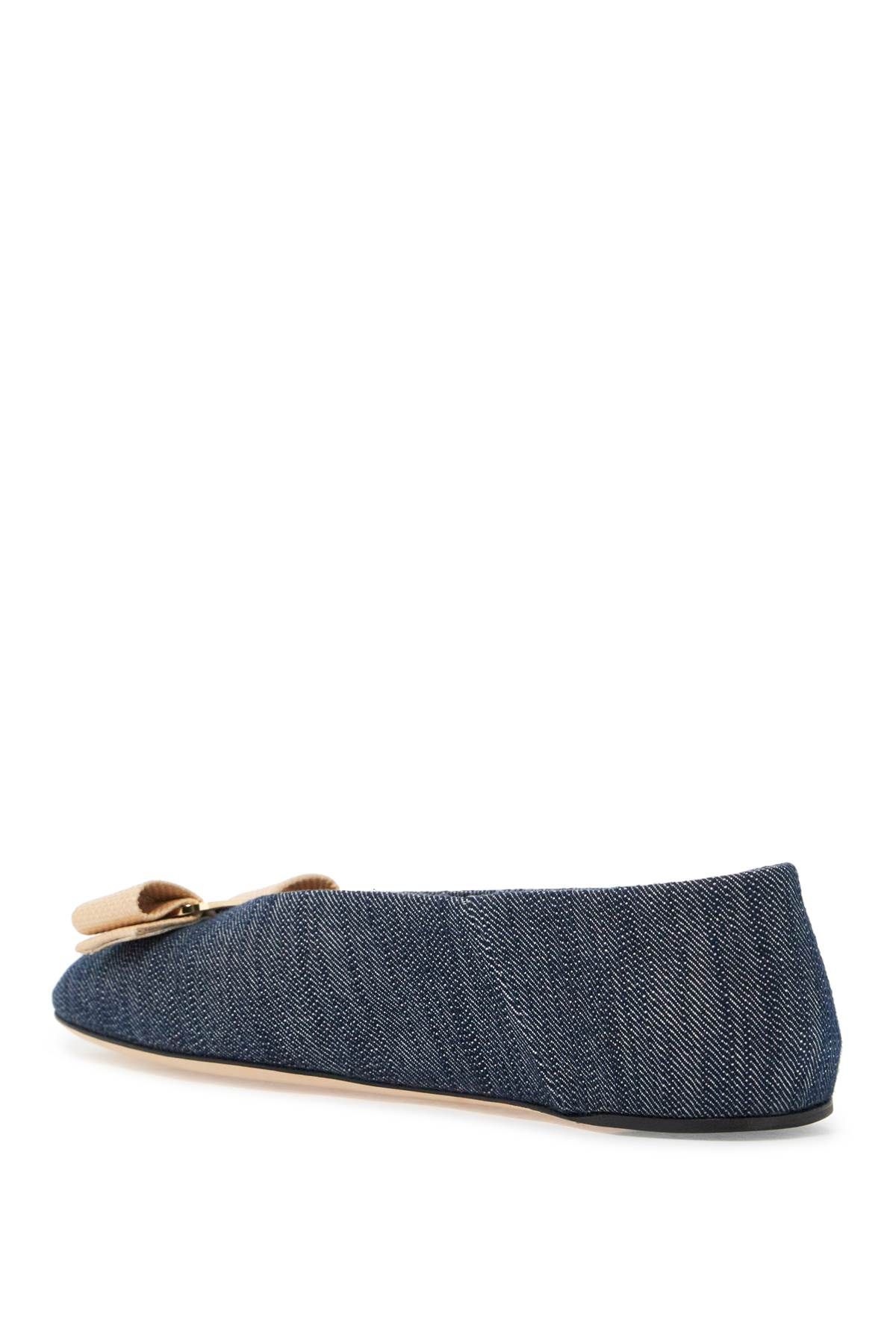 Shop Ferragamo Denim Ballet Flats For In Blue