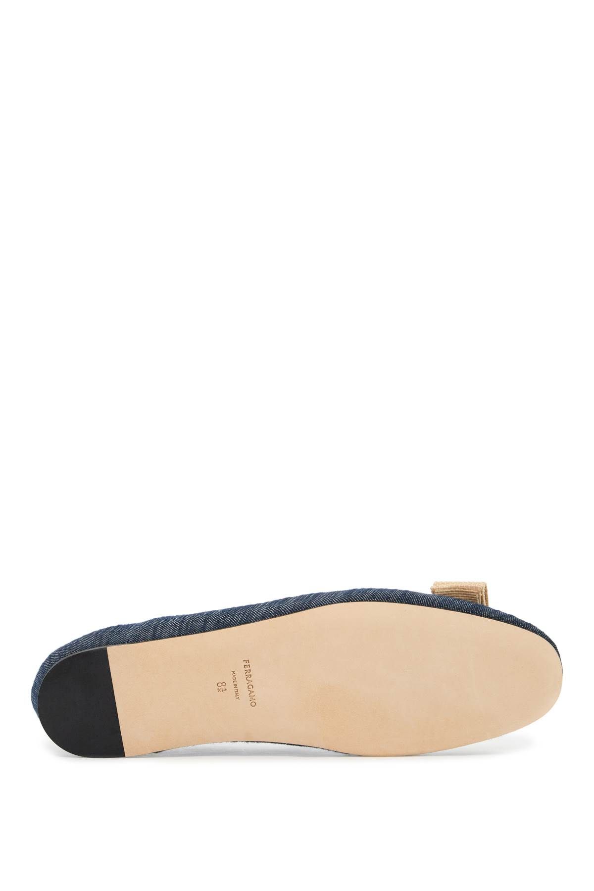 Shop Ferragamo Denim Ballet Flats For In Blue