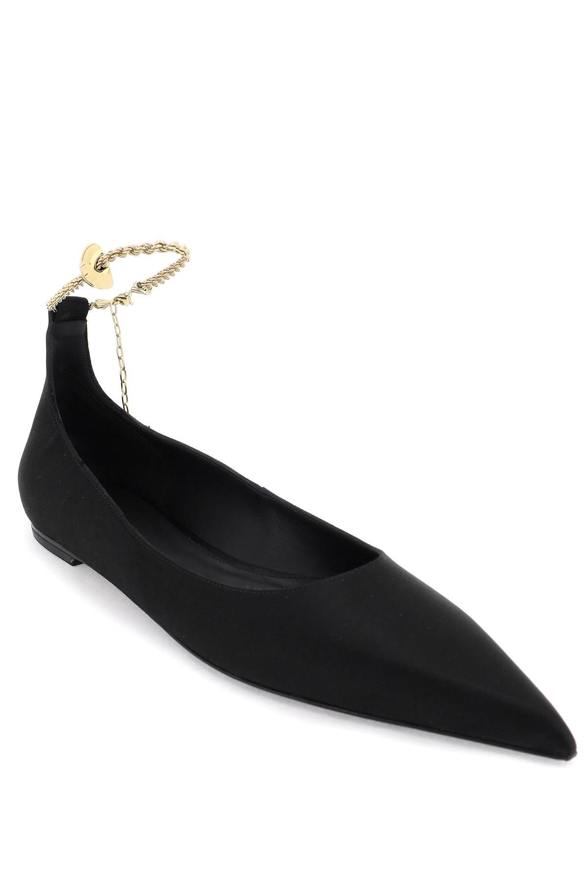 Shop Ferragamo Ballet Flats With Ankle Chain In Black