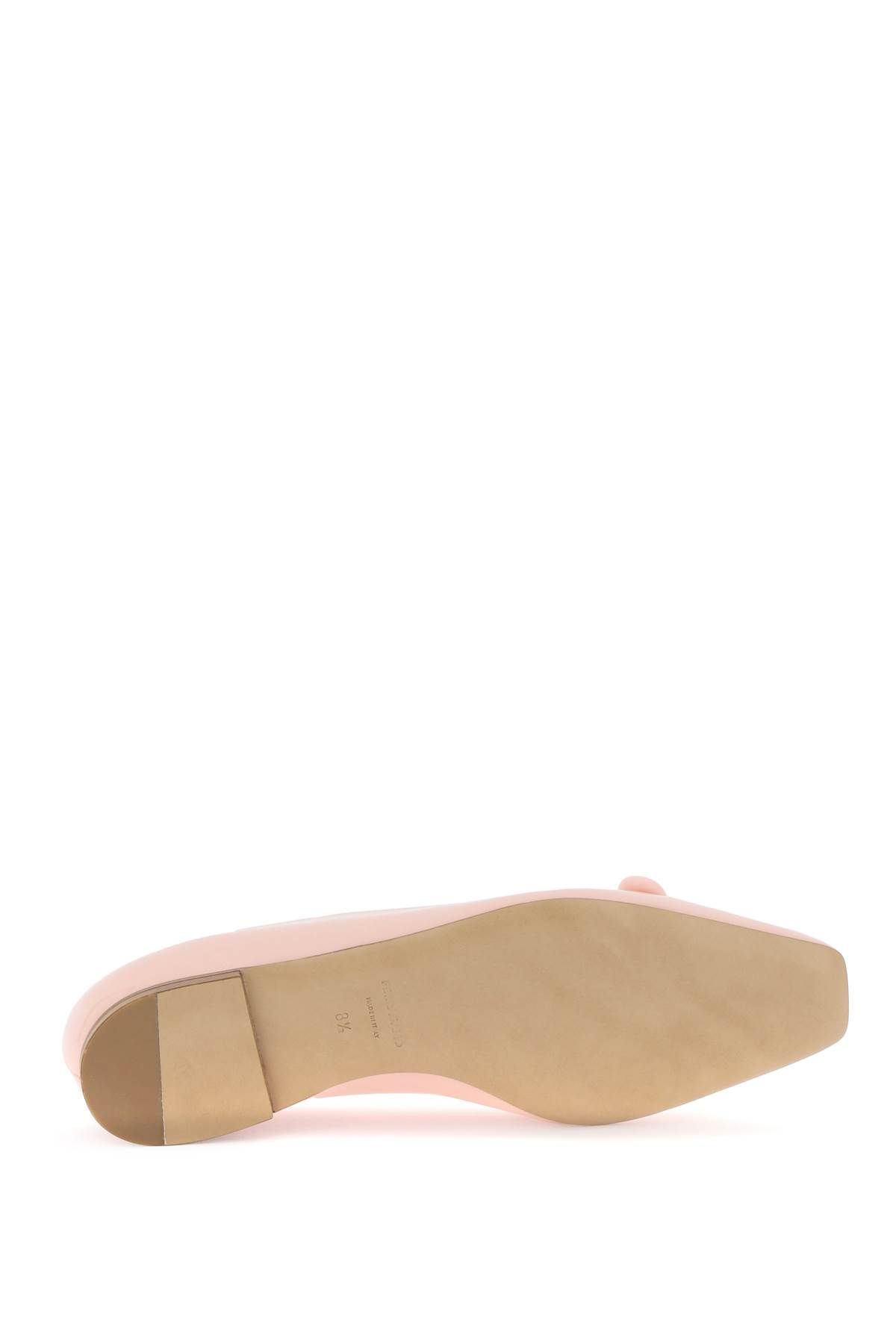 Shop Ferragamo Patent Leather Ballet Flats With Asymmetrical Bow In Pink