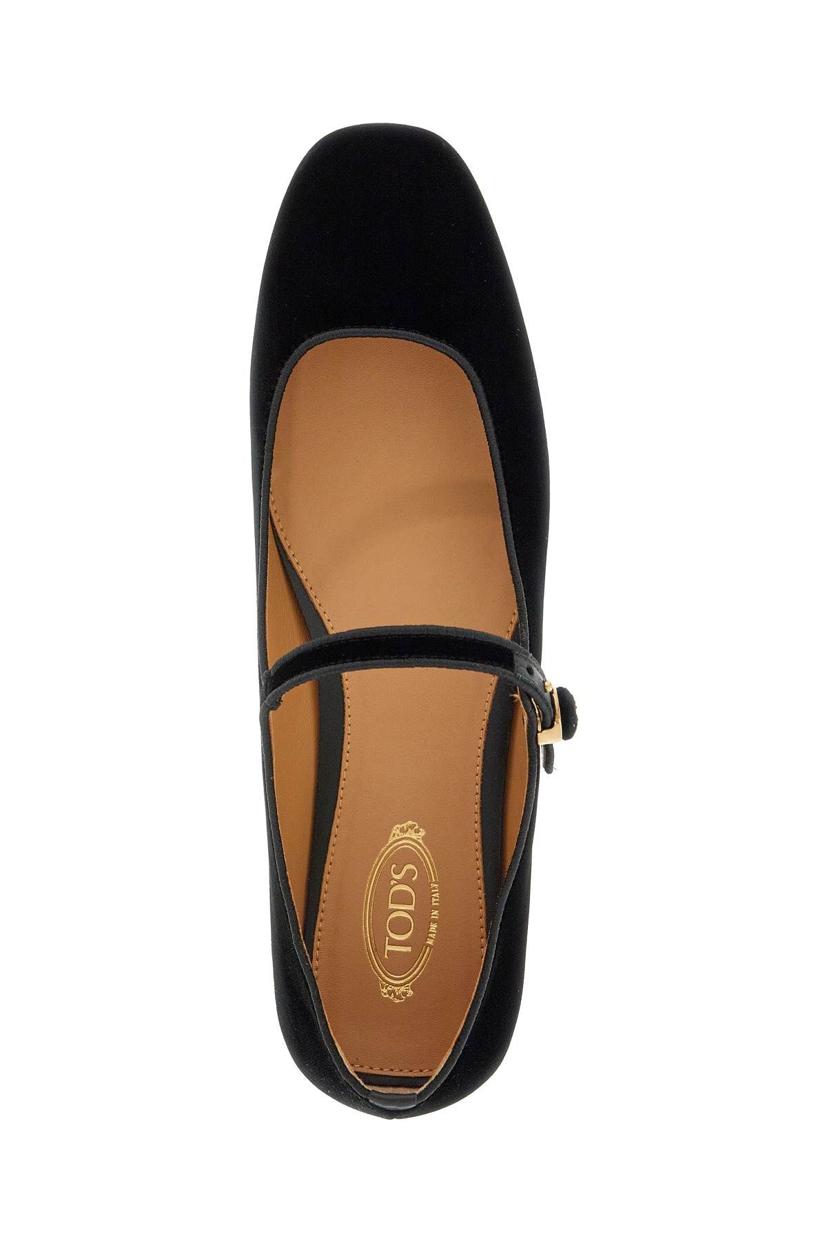 Shop Tod's Velvet Ballet Flats For In Black