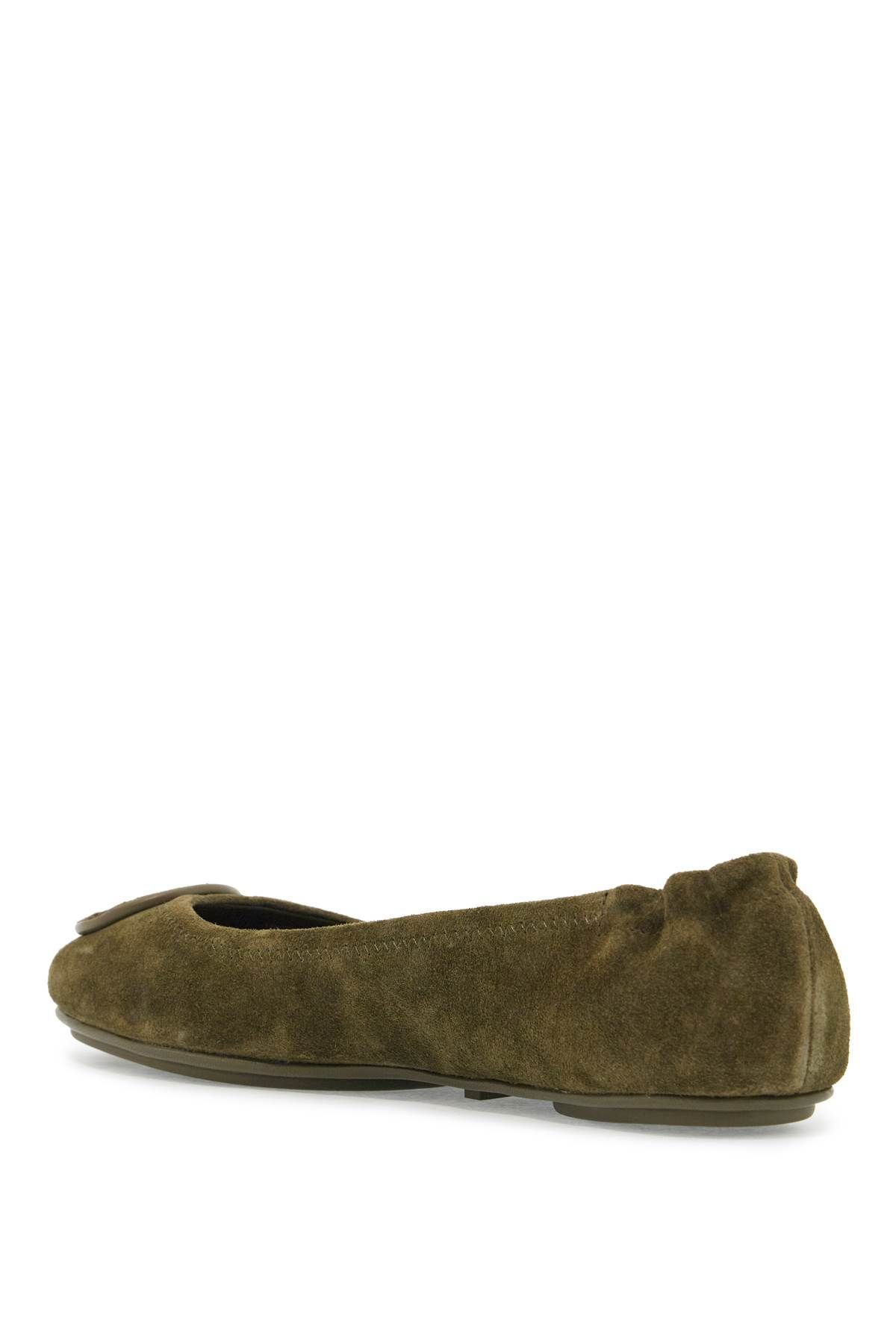 Shop Tory Burch Suede Minnie Travel Ballet Flats In Green