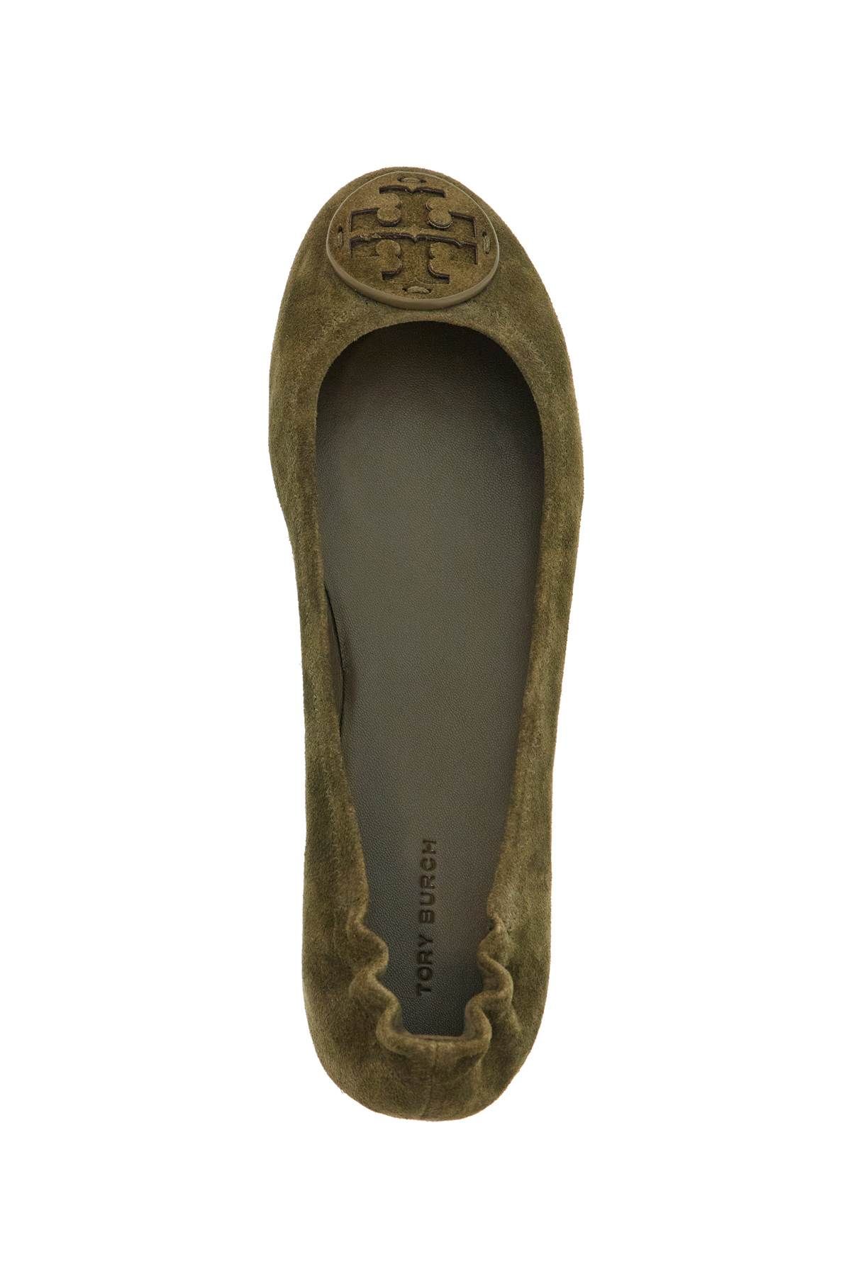 Shop Tory Burch Suede Minnie Travel Ballet Flats In Green